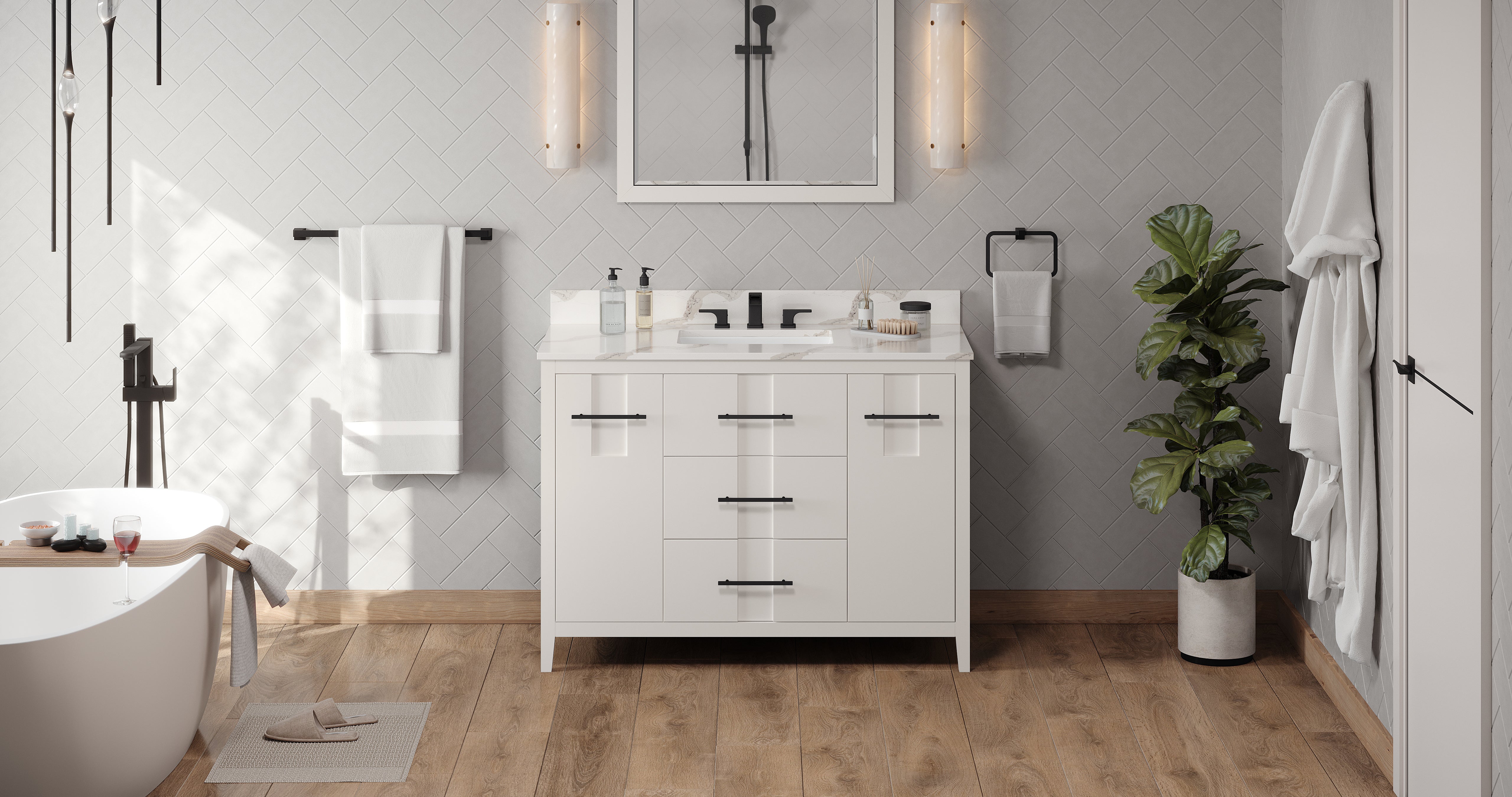 48" White Katara Vanity | KitchBath