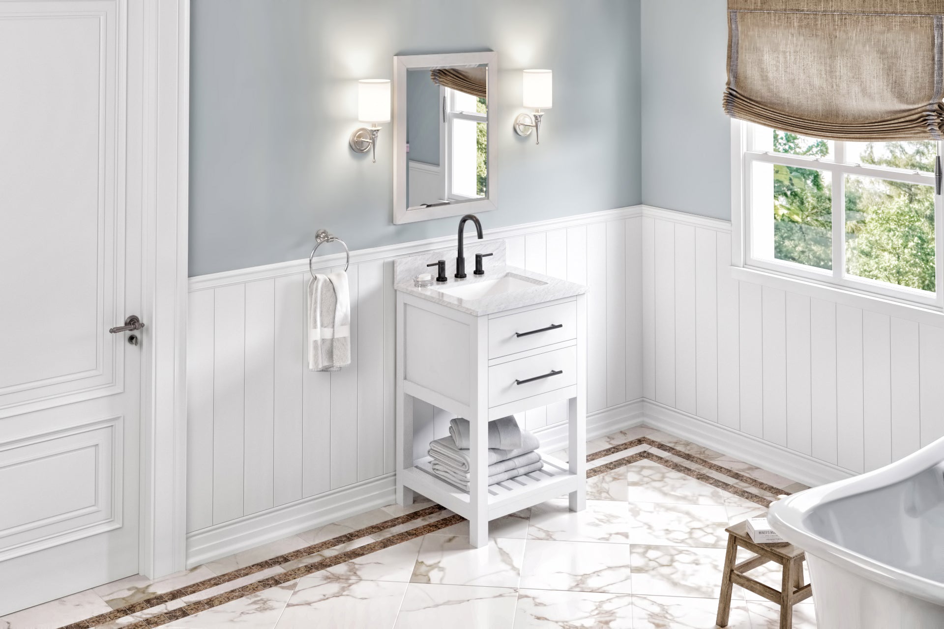 24" White Wavecrest Vanity | KitchBath