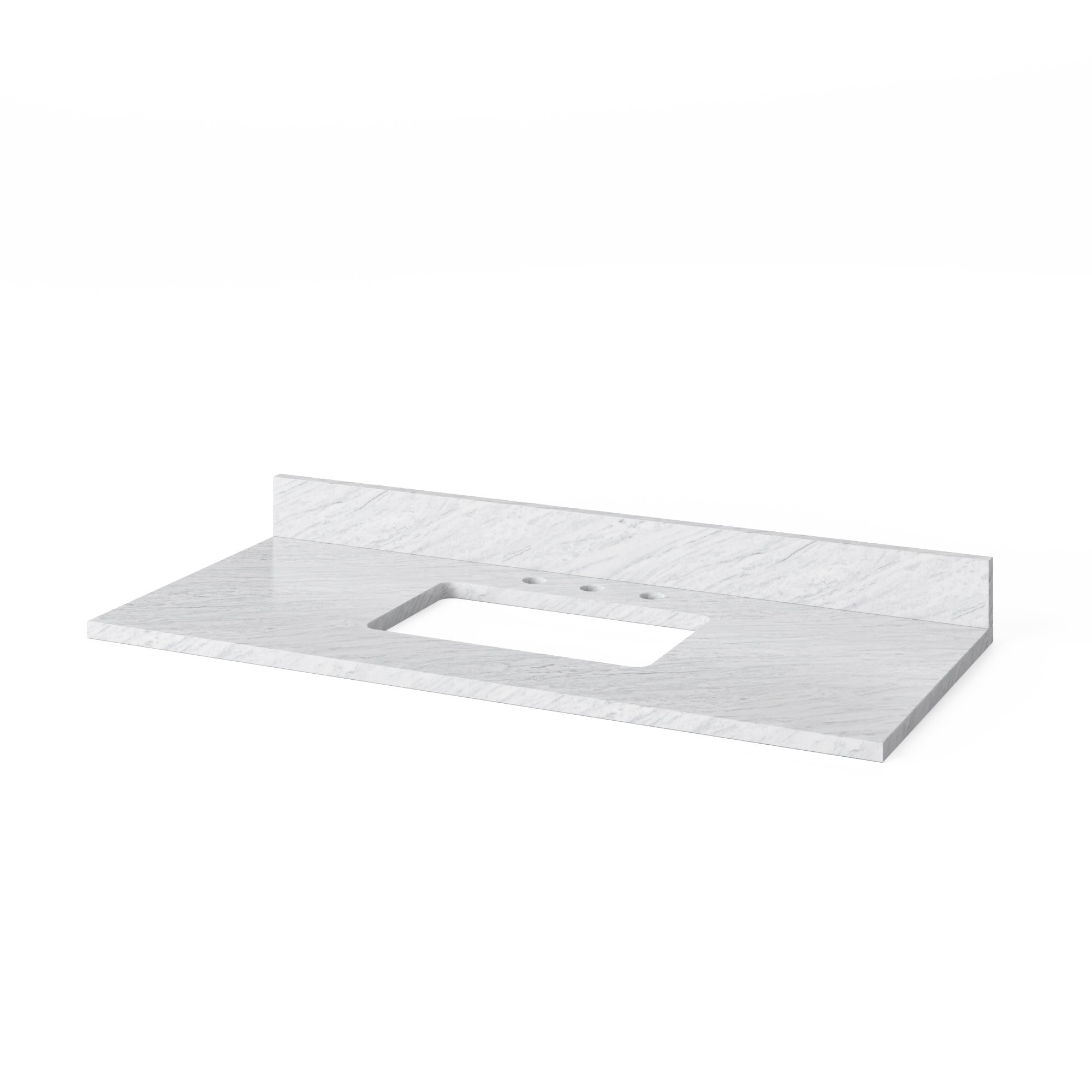 60" White Cade Vanity, double bowl, White Carrara Marble Vanity Top, undermount rectangle bowl | KitchBath