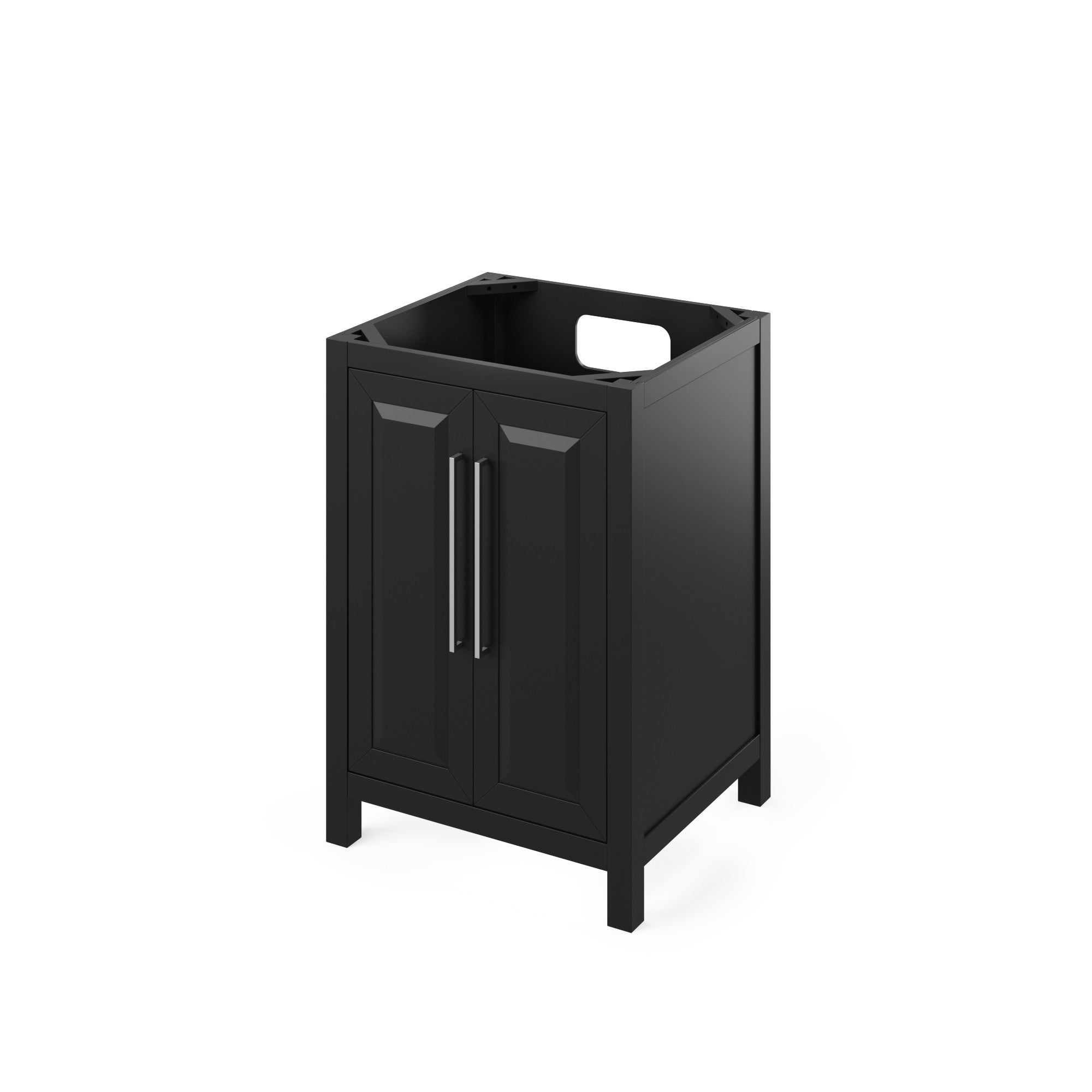24" Black Cade Vanity, Boulder Cultured Marble Vanity Top, undermount rectangle bowl | KitchBath