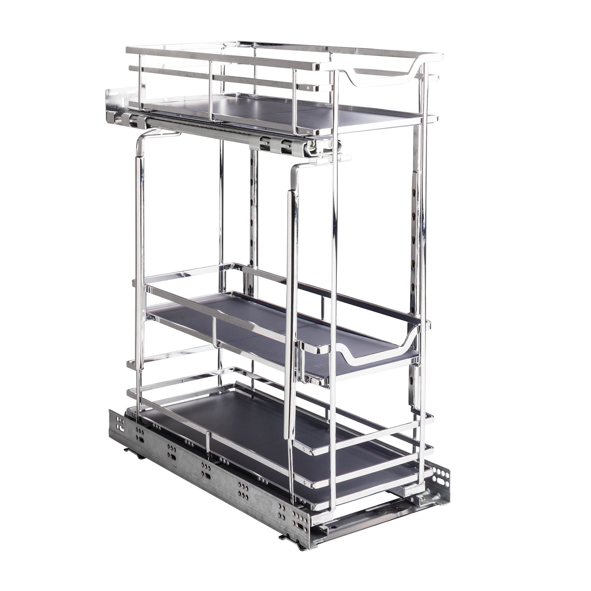 8" Polished Chrome STORAGE WITH STYLE® Metal "No Wiggle" Soft-close Base Pullout | KitchBath