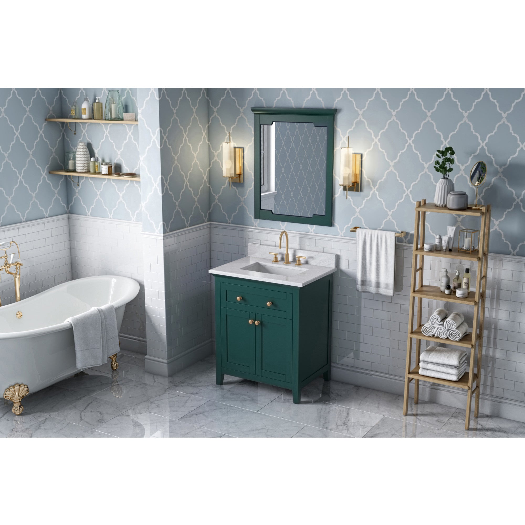 28" W x 1-1/2" D x 34" H Forest Green Chatham mirror | KitchBath