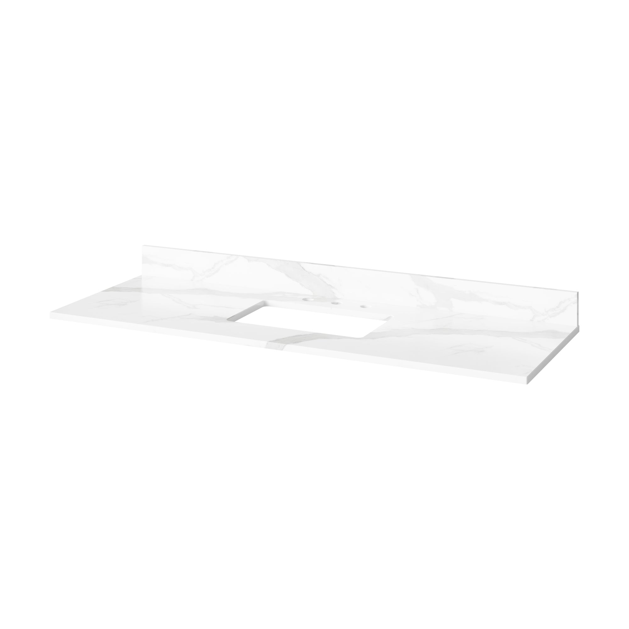 60" White Chatham Vanity, Calacatta Vienna Quartz Vanity Top, undermount rectangle bowl | KitchBath