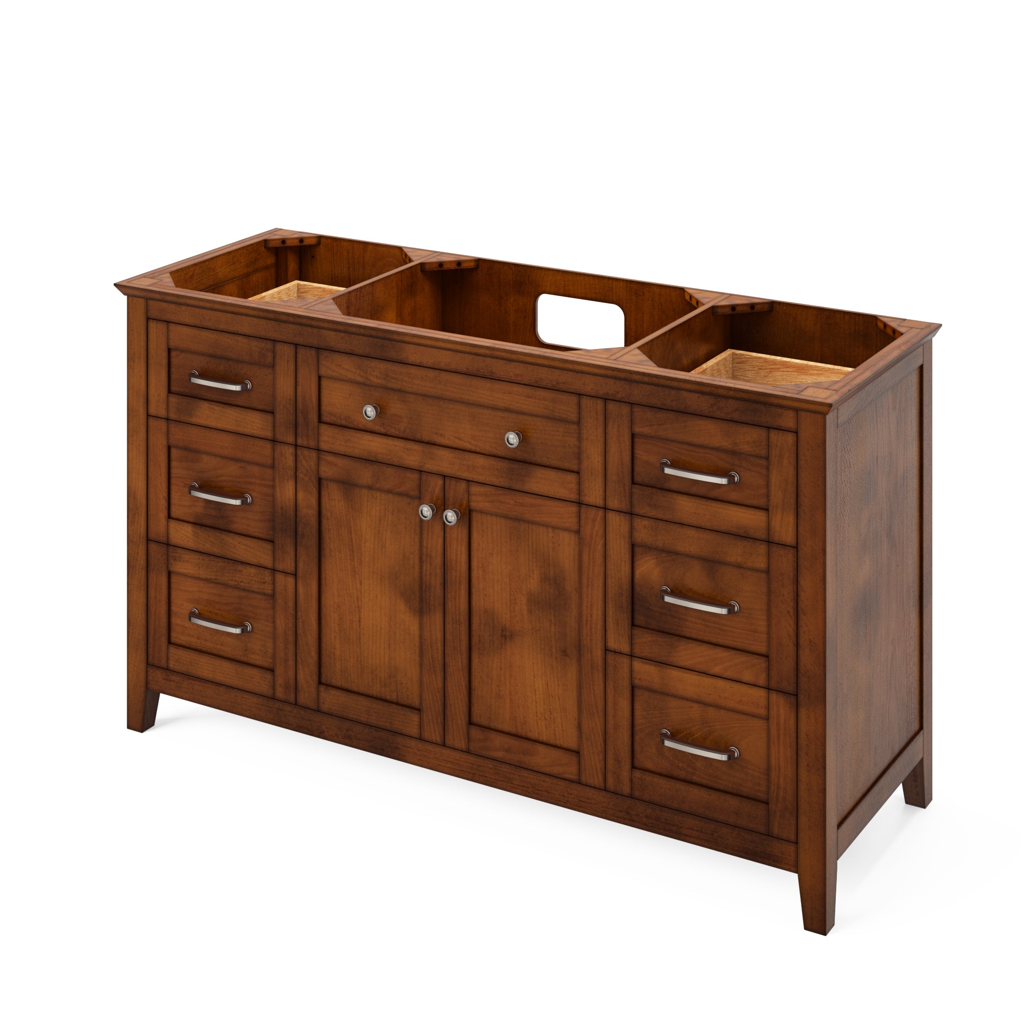 60" Chocolate Chatham Vanity, Steel Grey Cultured Marble Vanity Top, undermount rectangle bowl | KitchBath