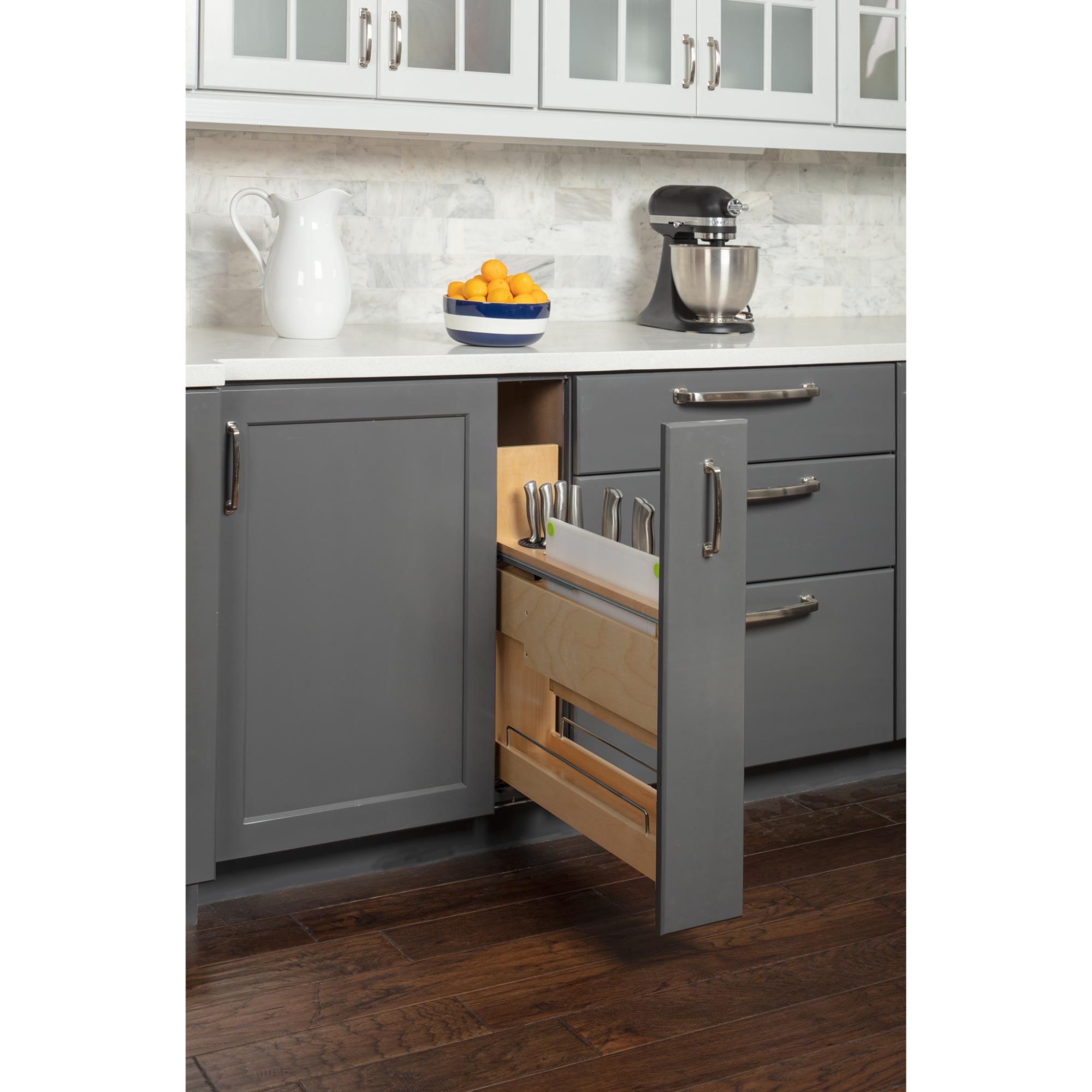 5" "No Wiggle" Magnetic Knife Organizer Soft-close Pullout | KitchBath