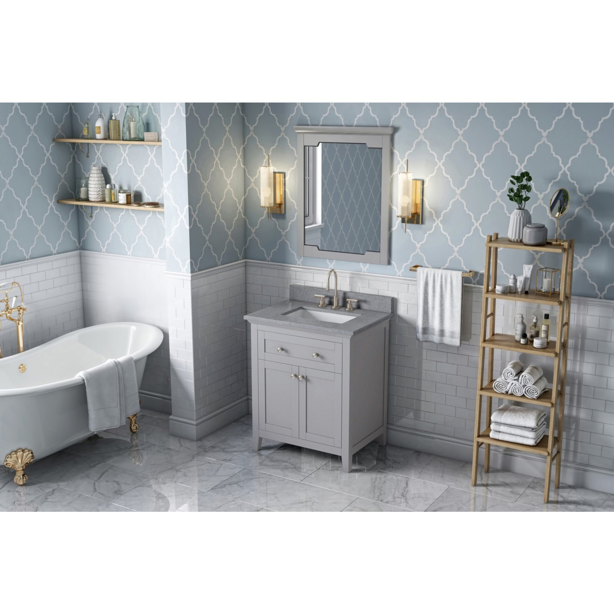 30" Grey Chatham Vanity, Steel Grey Cultured Marble Vanity Top, undermount rectangle bowl | KitchBath