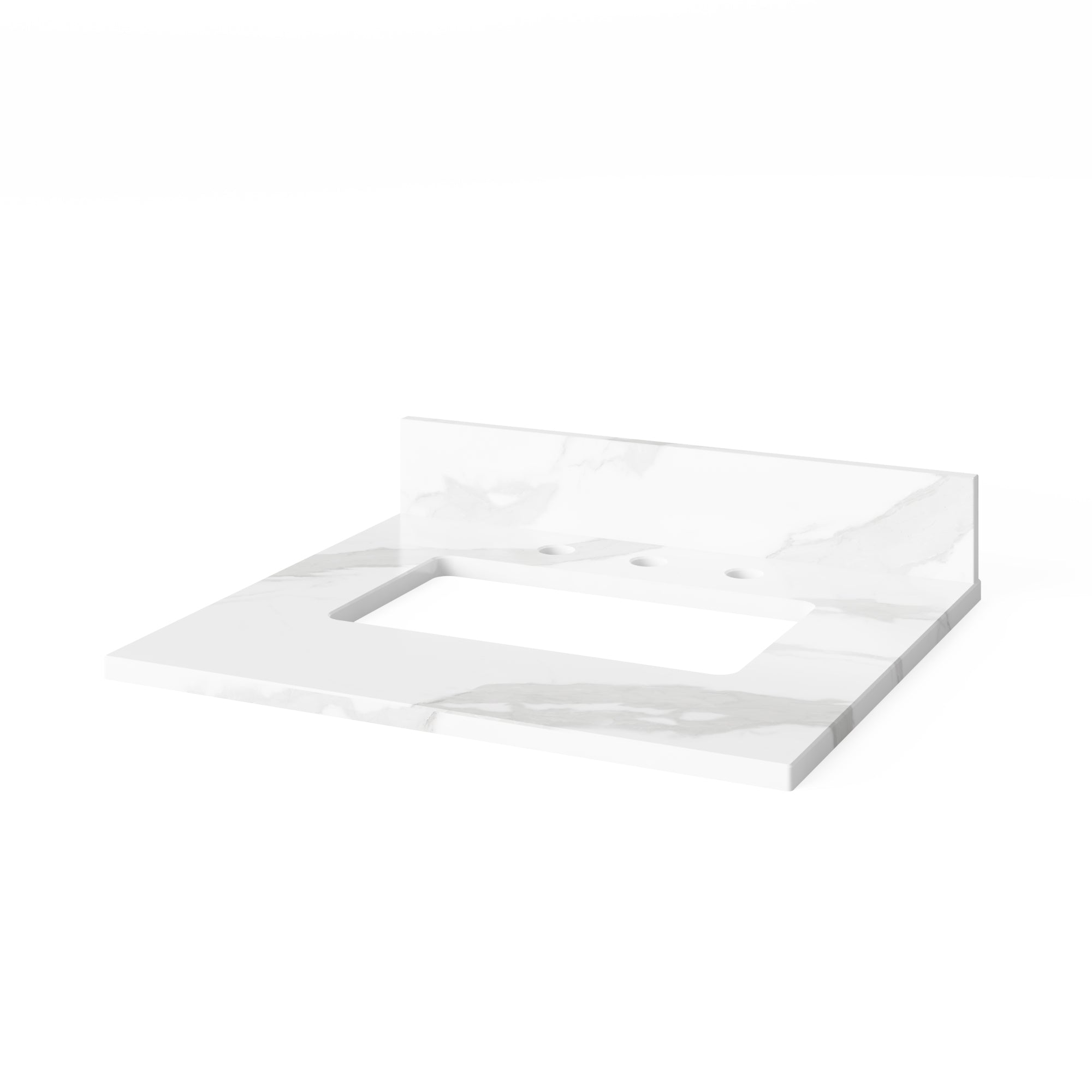 24" White Cade Vanity, Calacatta Vienna Quartz Vanity Top, undermount rectangle bowl | KitchBath