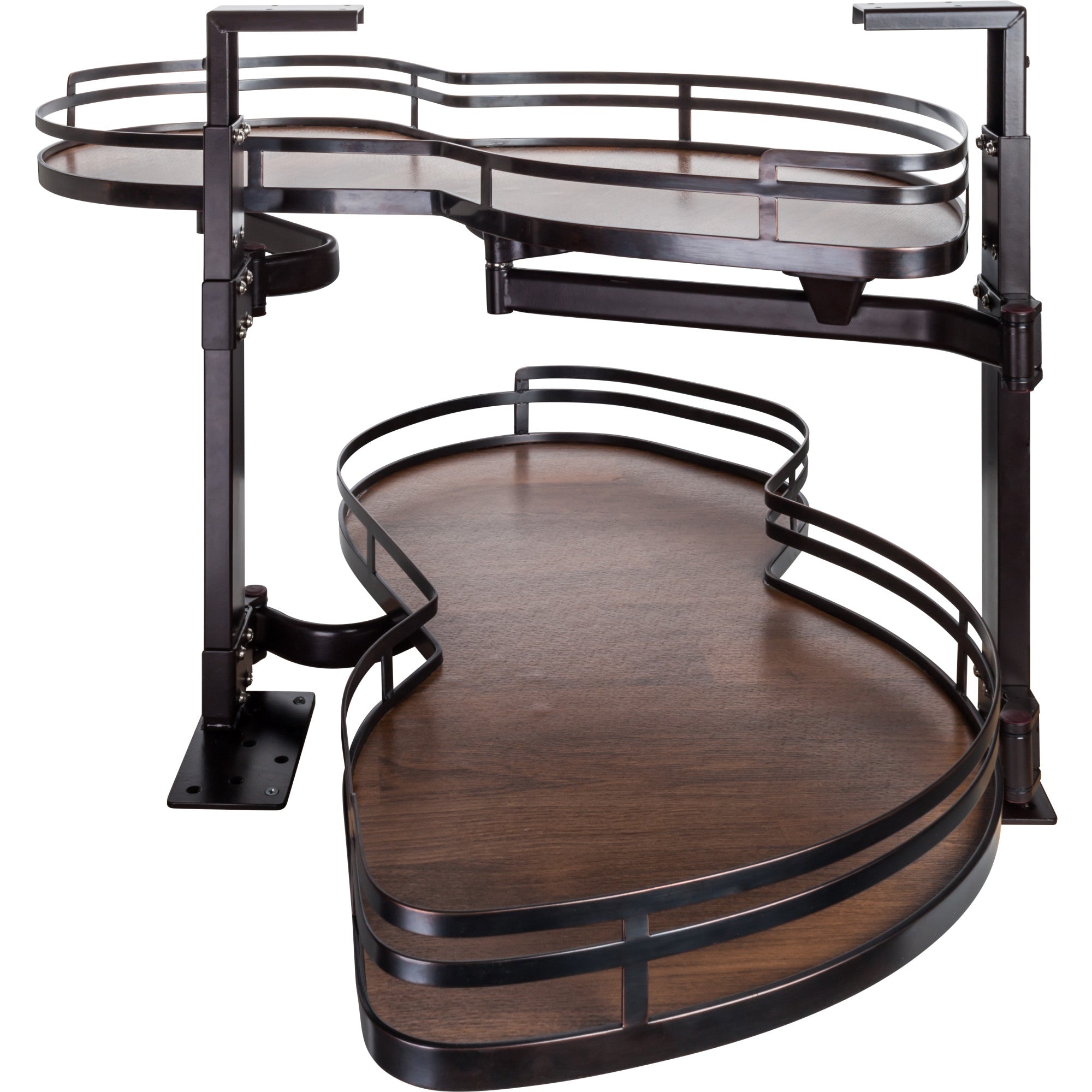 18" Oil Rubbed Bronze and Walnut Blind Corner Swingout for Openings on the Right of the Blind | KitchBath