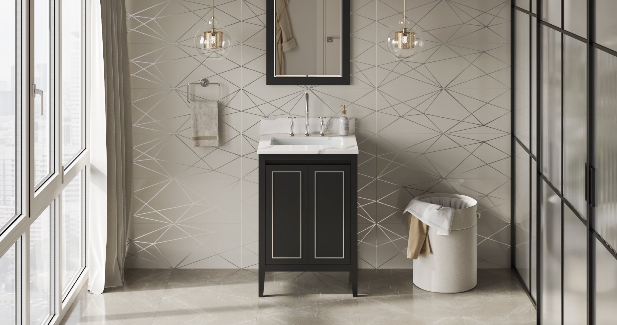 24" Black Percival Vanity | KitchBath