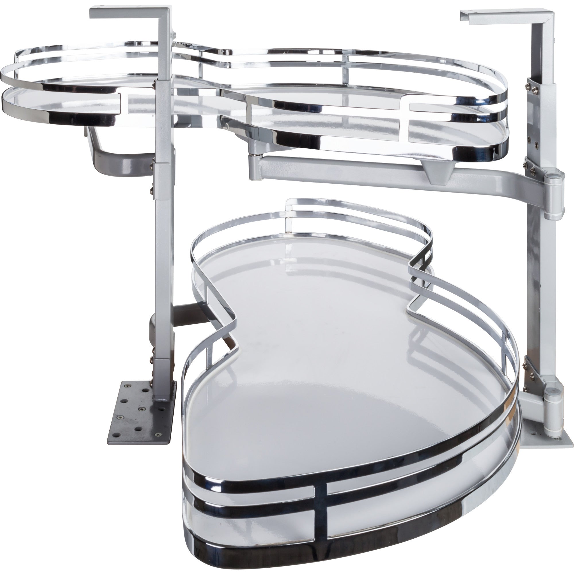 18" Polished Chrome and White Blind Corner Swingout for Openings on the Right of the Blind | KitchBath