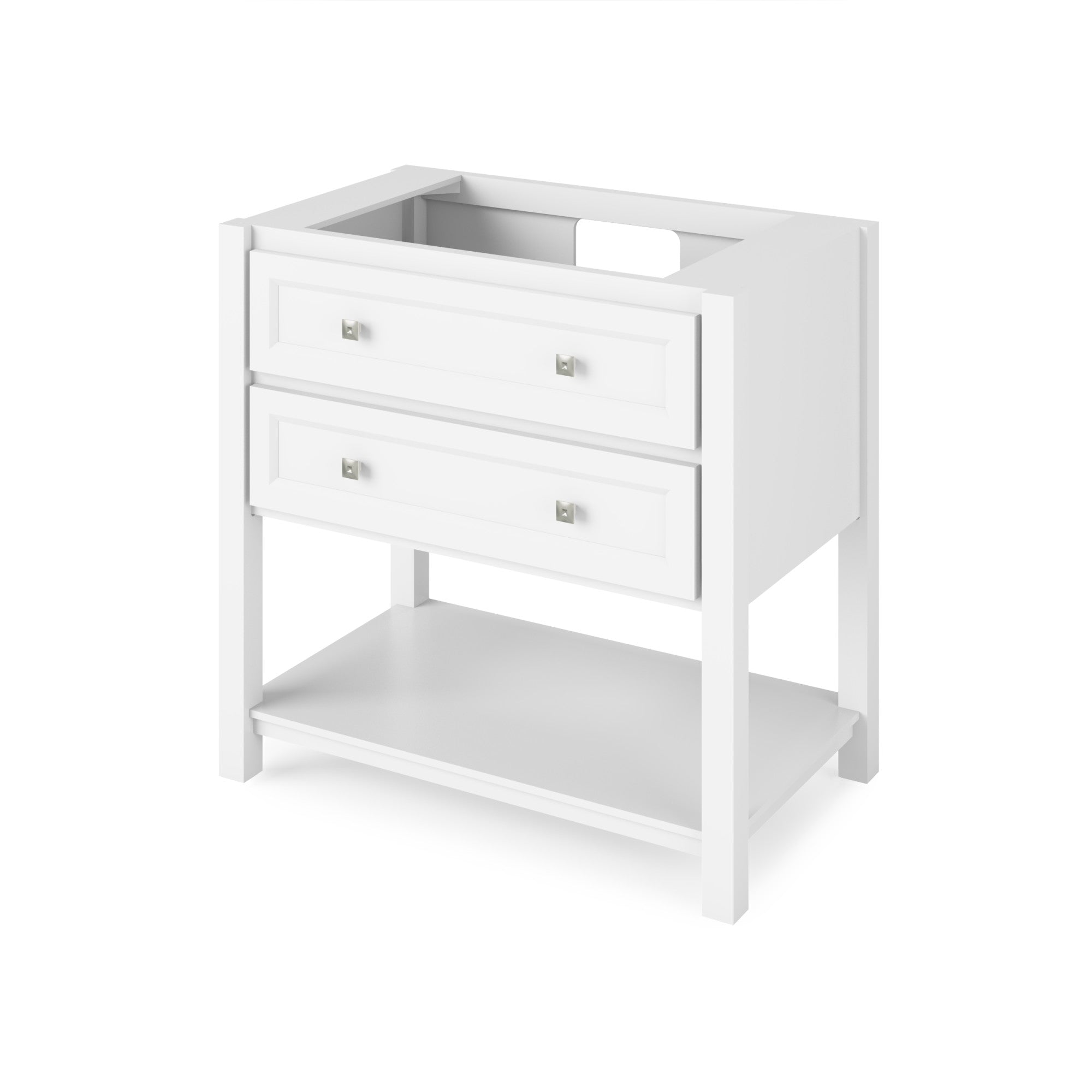 36" White Adler Vanity, Black Granite Vanity Top, undermount rectangle bowl | KitchBath