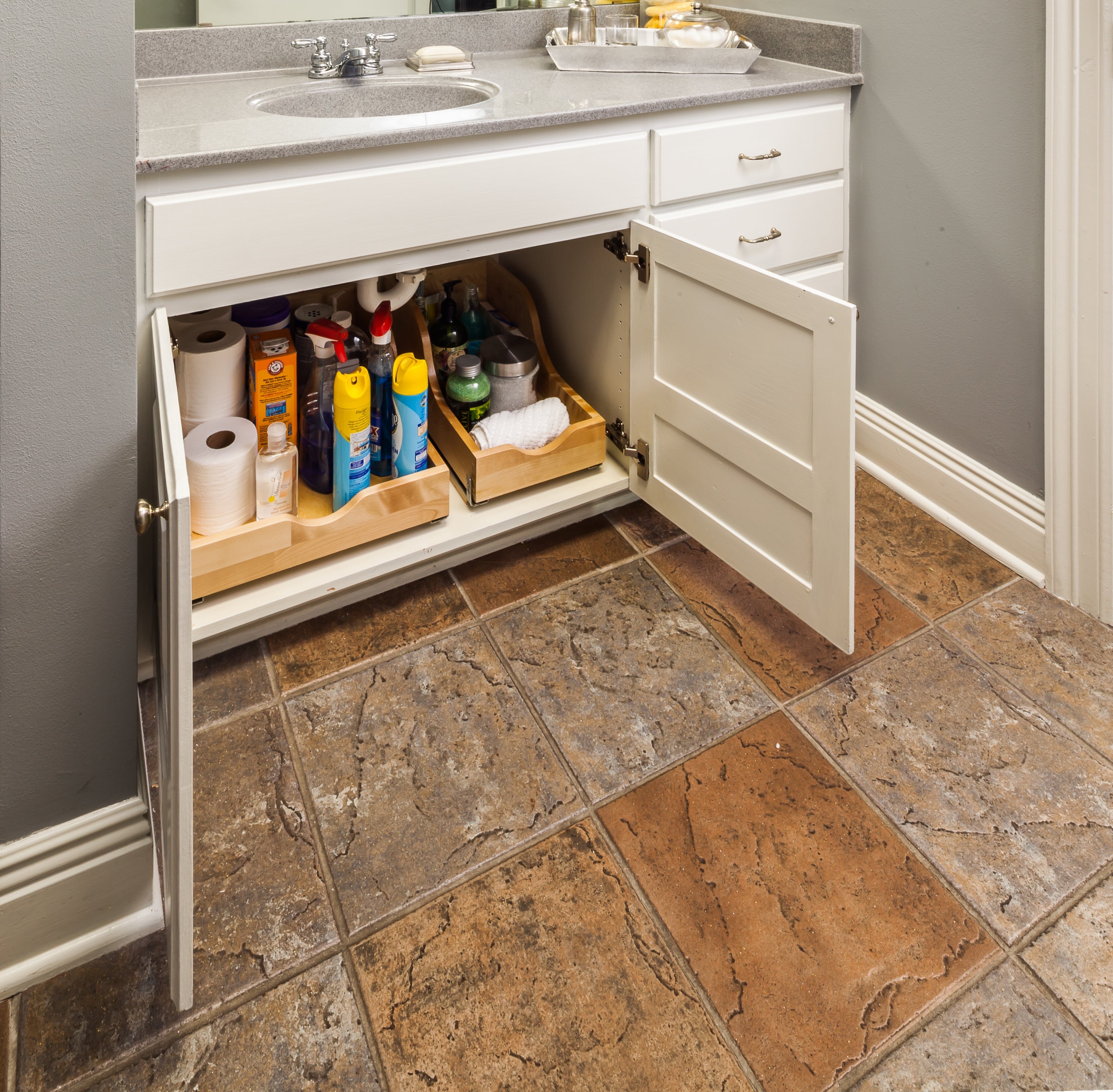 18" Wood High Back Rollout for Vanity Depth | KitchBath