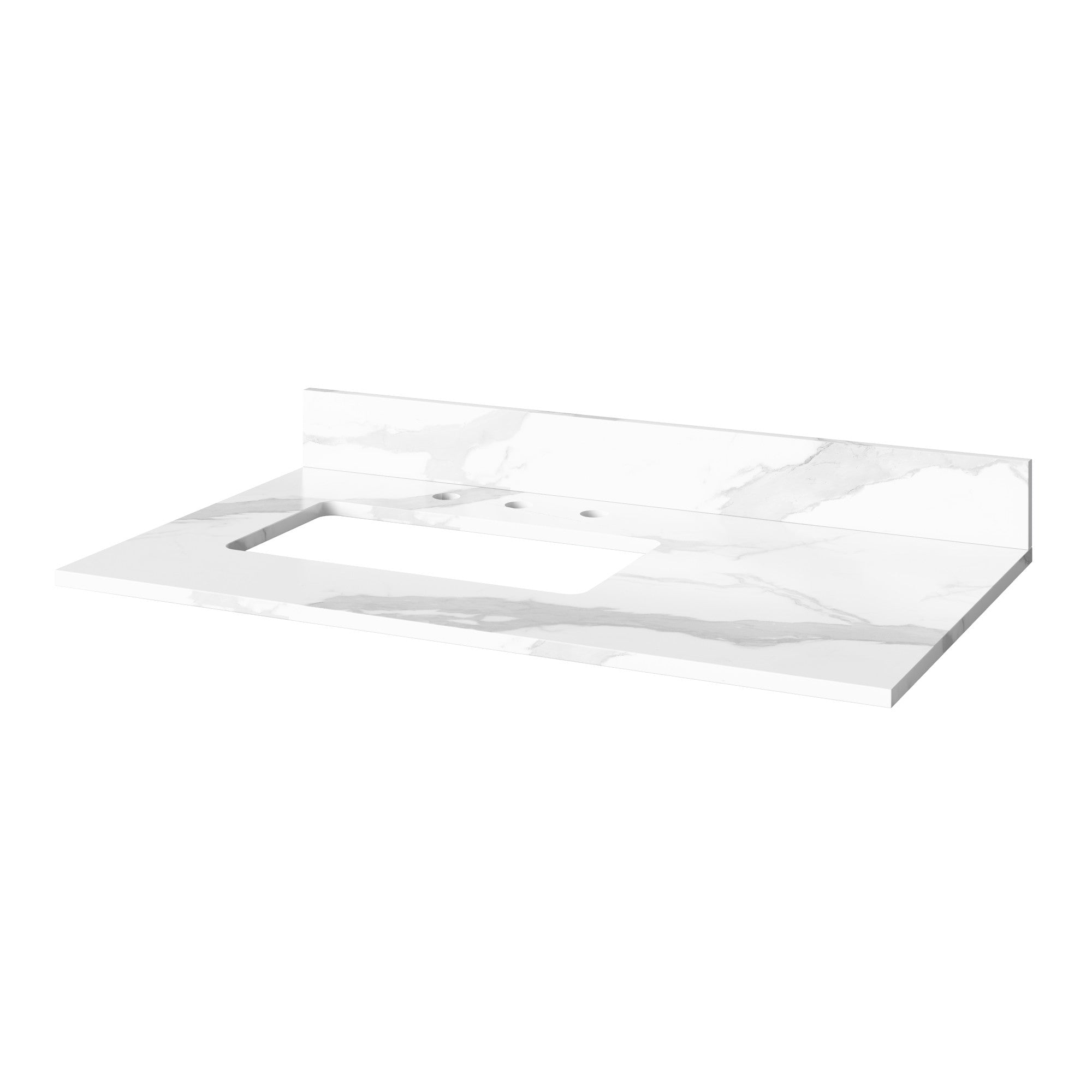 36" Forest Green Cade Vanity, left offset, Calacatta Vienna Quartz Vanity Top, undermount rectangle bowl | KitchBath
