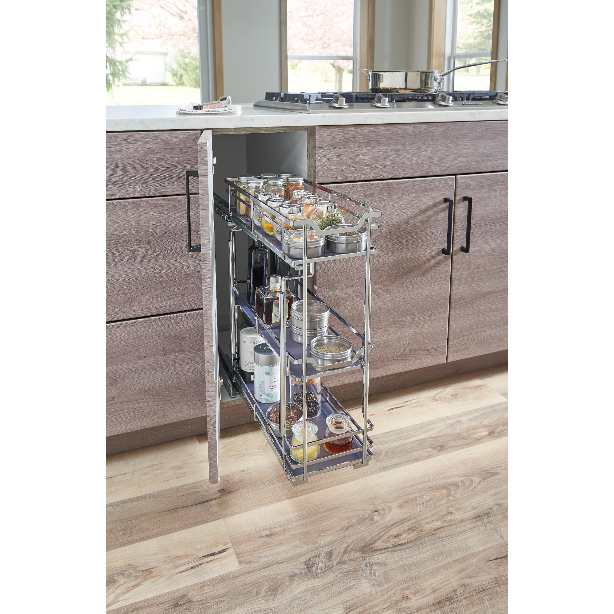 5" Polished Chrome STORAGE WITH STYLE® Metal "No Wiggle" Soft-close Base Pullout | KitchBath