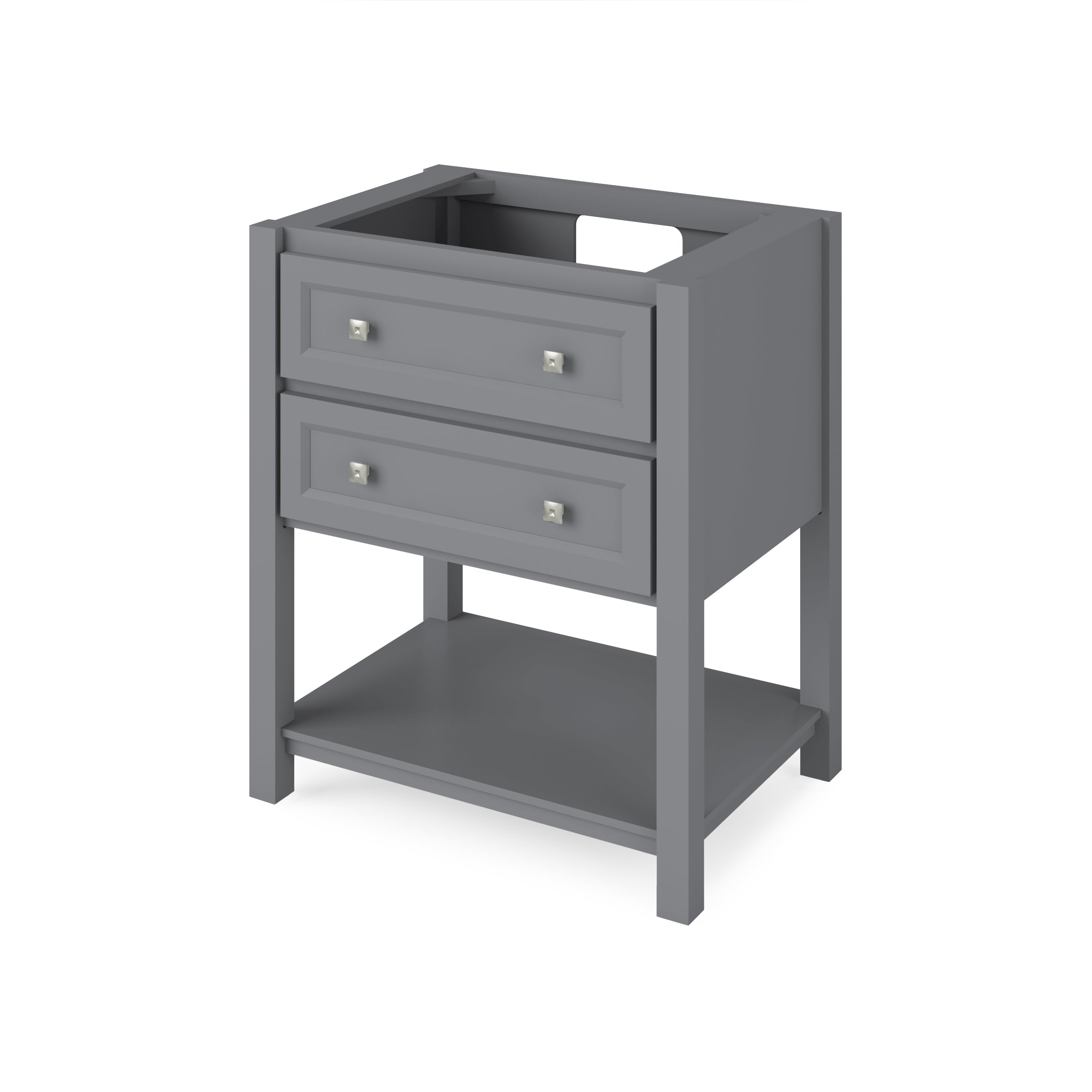 30" Grey Adler Vanity, Black Granite Vanity Top, undermount rectangle bowl | KitchBath