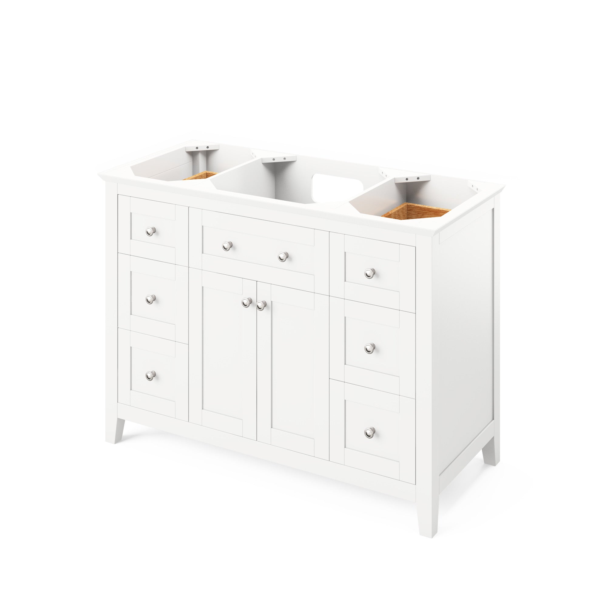 48" White Chatham Vanity, Steel Grey Cultured Marble Vanity Top, undermount rectangle bowl | KitchBath