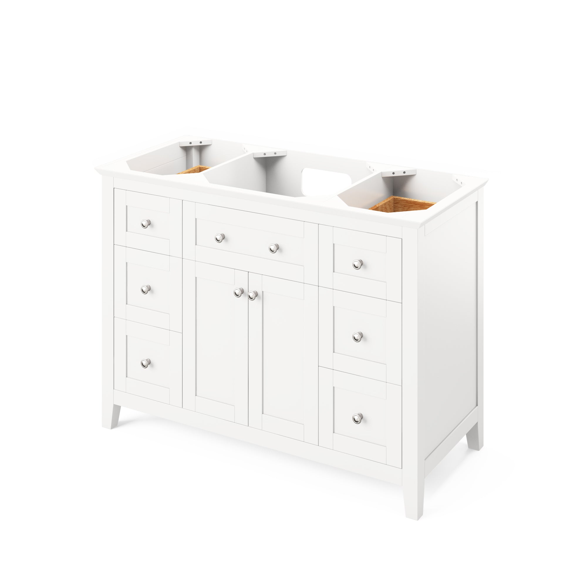 48" White Chatham Vanity, Steel Grey Cultured Marble Vanity Top, undermount rectangle bowl | KitchBath