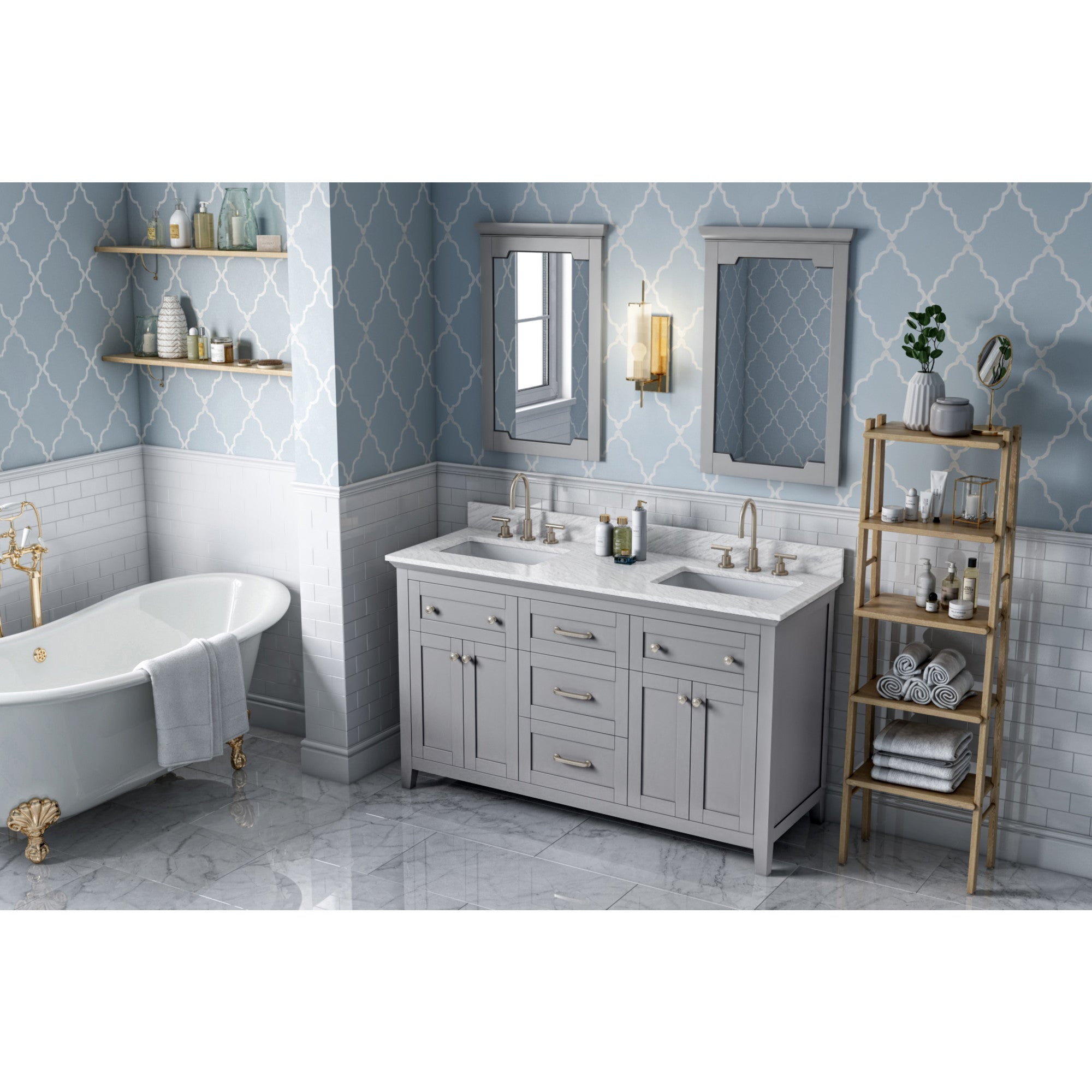 60" Grey Chatham Vanity, double bowl | KitchBath