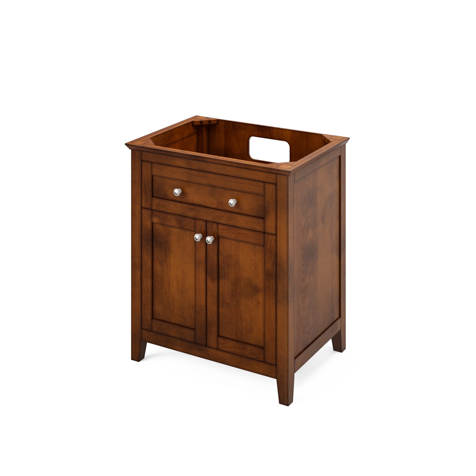 30" Chocolate Chatham Vanity, White Carrara Marble Vanity Top, undermount rectangle bowl | KitchBath