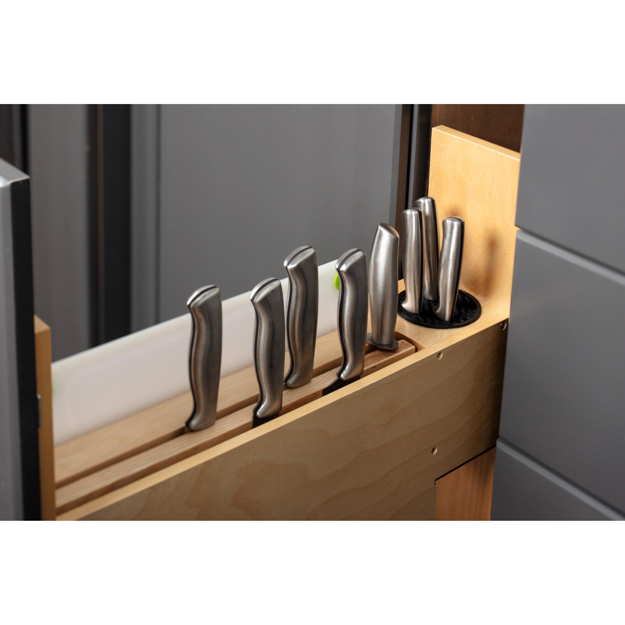 5" "No Wiggle" Magnetic Knife Organizer Soft-close Pullout | KitchBath