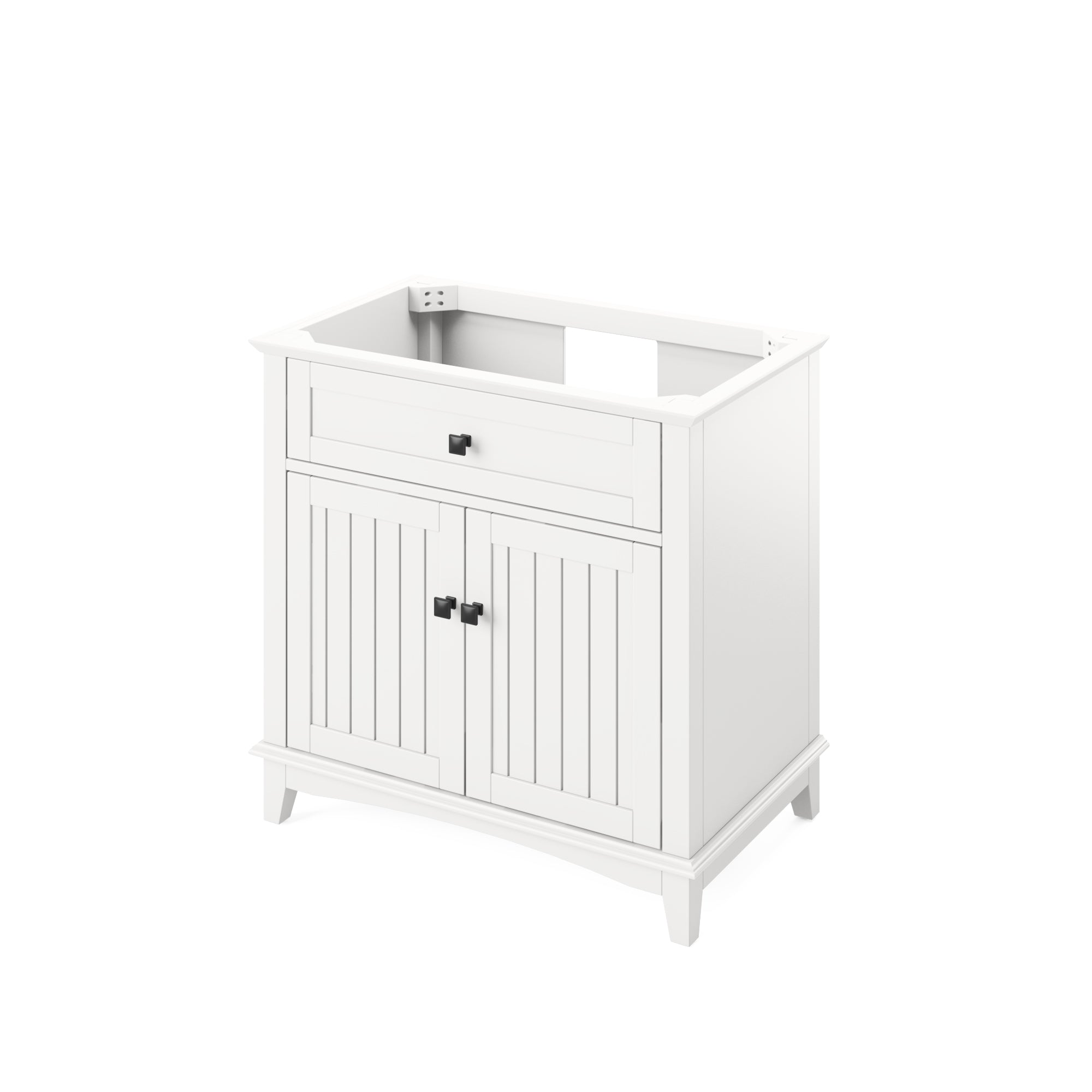 36" White Savino Vanity, Steel Grey Cultured Marble Vanity Top, undermount rectangle bowl | KitchBath