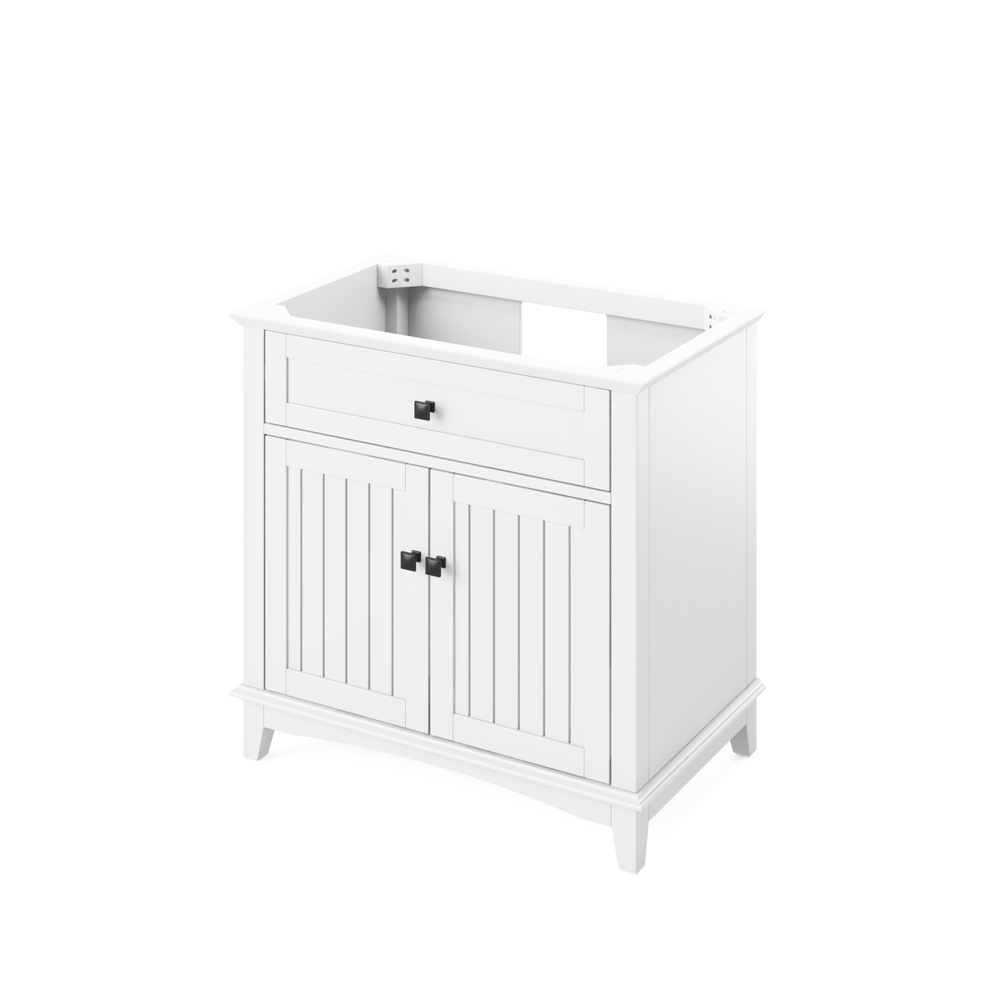 36" White Savino Vanity, Steel Grey Cultured Marble Vanity Top, undermount rectangle bowl | KitchBath