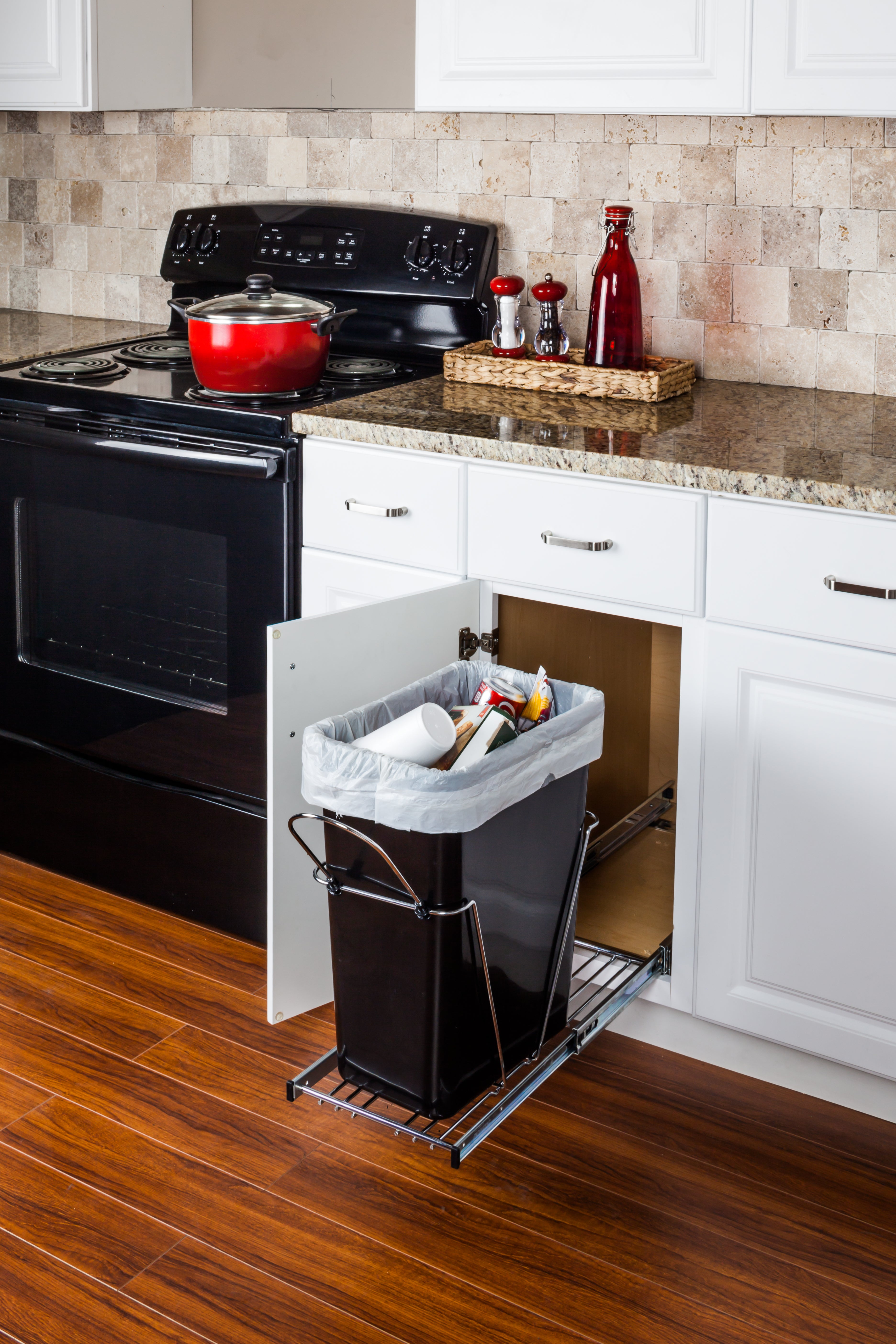 Polished Chrome Single Can Wire Bottom-Mount Trashcan Pullout | KitchBath