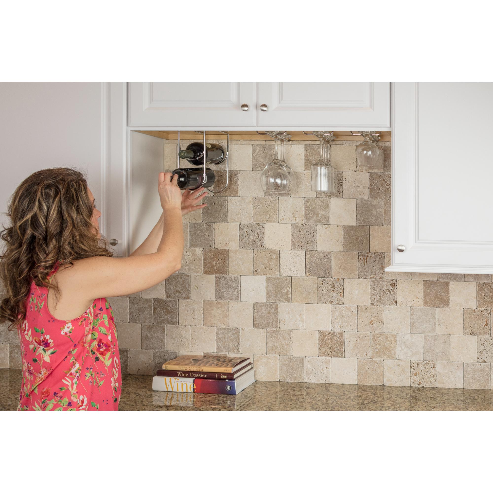 Satin Nickel Under Cabinet Wine Bottle Rack | KitchBath