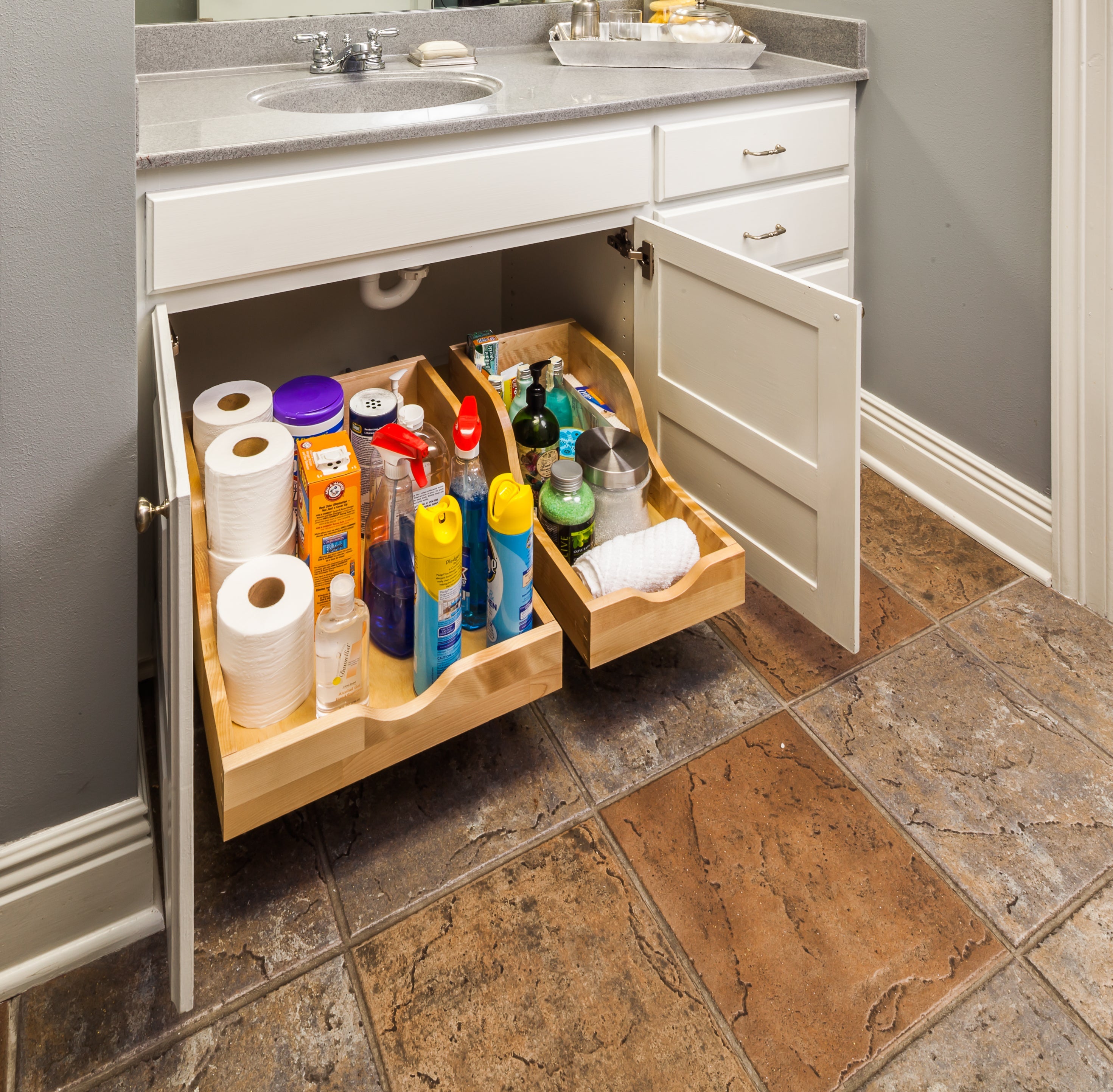 15" Wood High Back Rollout for Vanity Depth | KitchBath