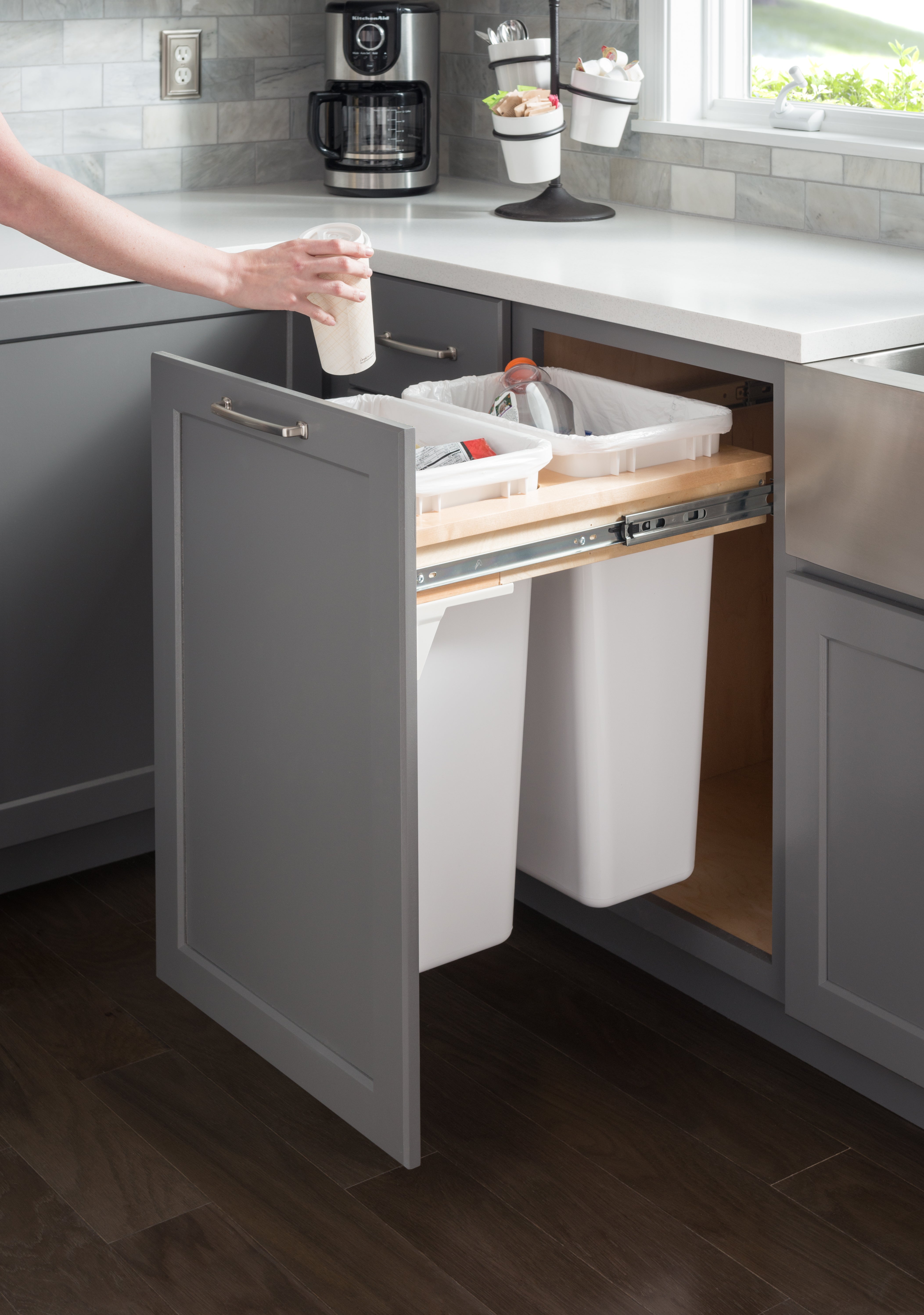 Double Black 50 Quart Top-Mount Trashcan Pullout for 18" Opening | KitchBath