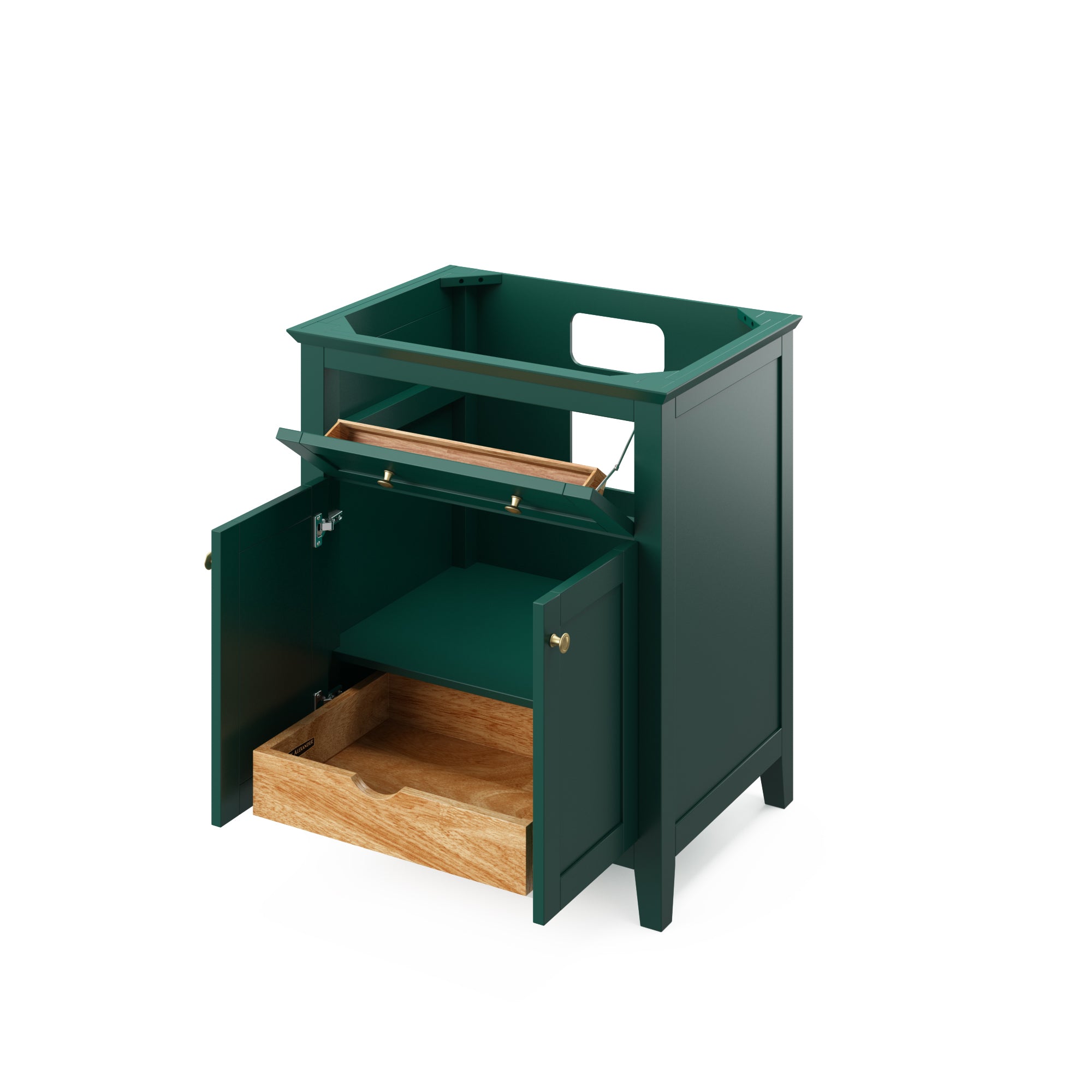 30" Forest Green Chatham Vanity, Boulder Cultured Marble Vanity Top, undermount rectangle bowl | KitchBath