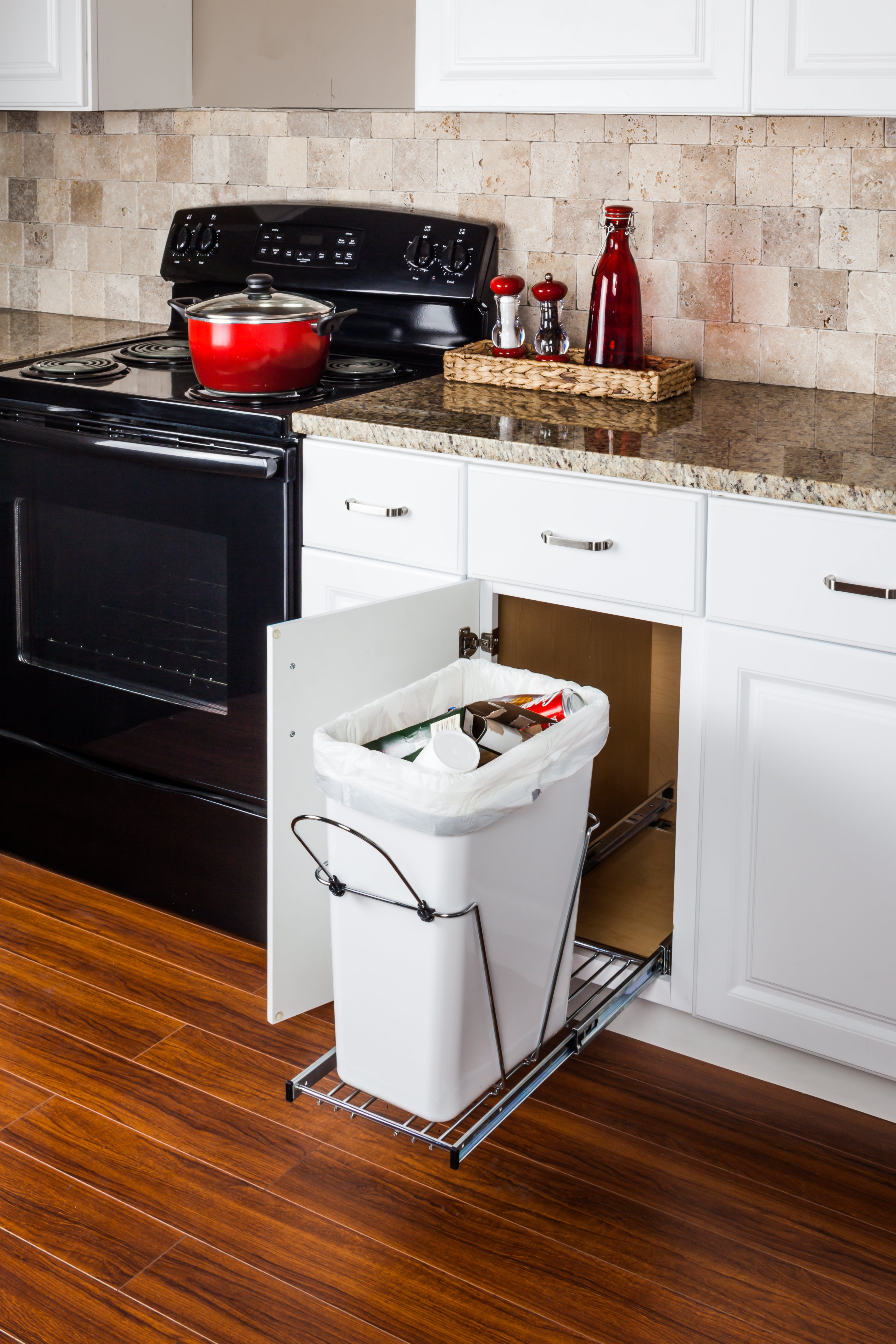 Polished Chrome Single Can Wire Bottom-Mount Trashcan Pullout | KitchBath