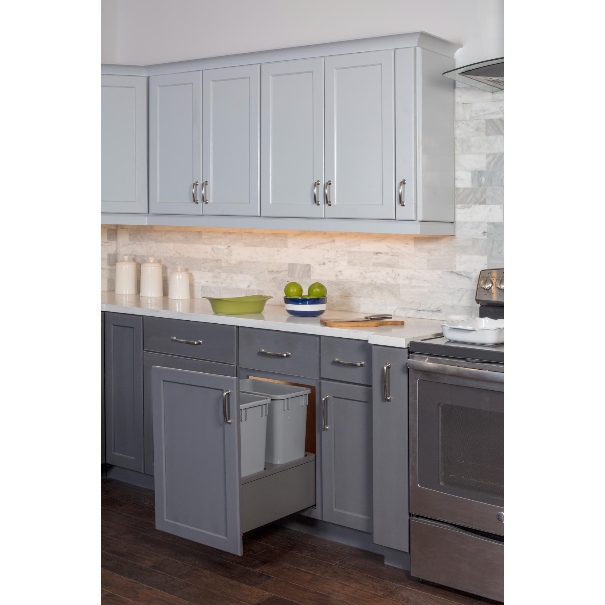 Double 35 Quart Metal Drawer Box Soft-close Trashcan Pullout | KitchBath