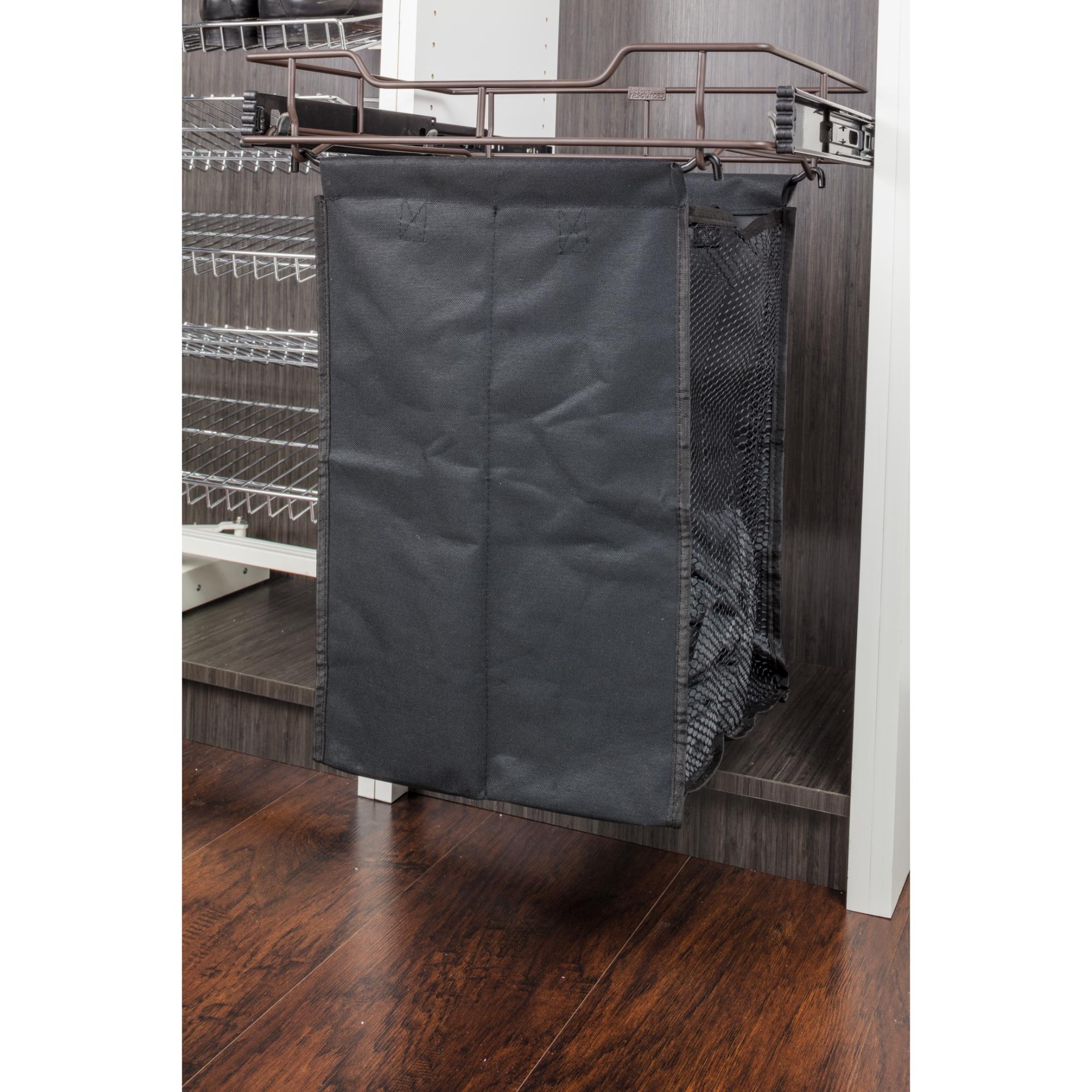 Chrome 14" Deep Pullout Canvas Hamper with Removable Laundry Bag | KitchBath