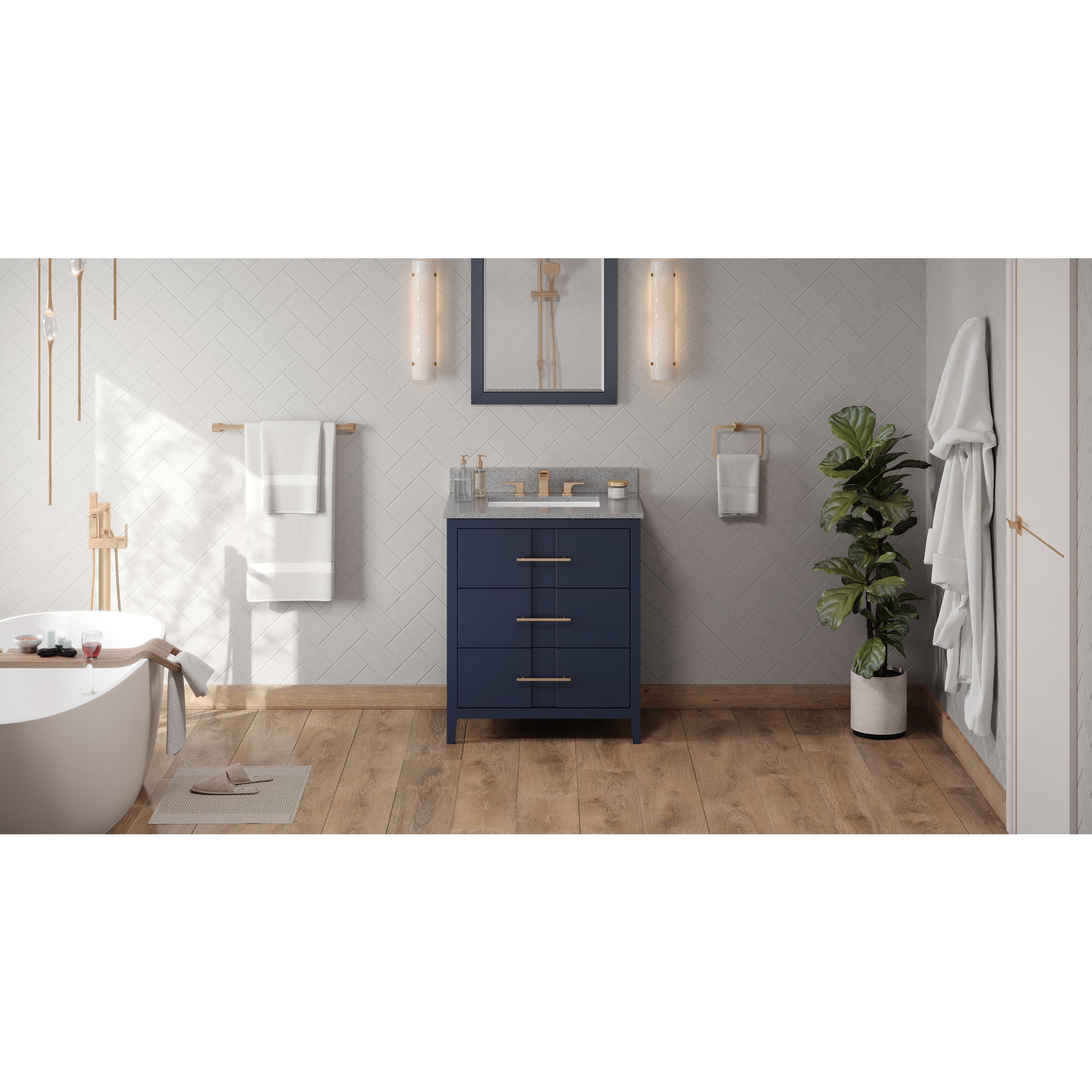 30" Hale Blue Katara Vanity, Steel Grey Cultured Marble Vanity Top, undermount rectangle bowl | KitchBath