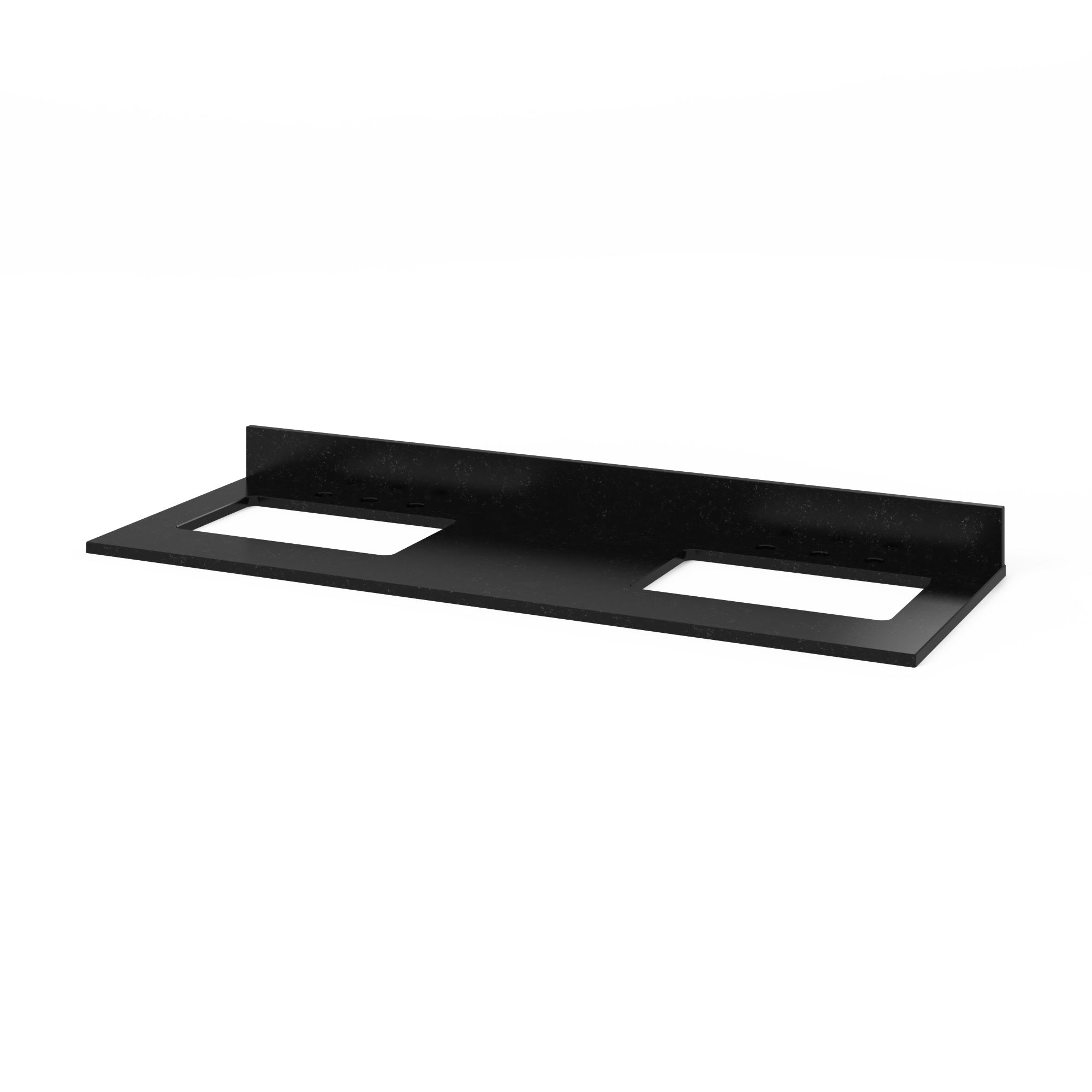 60" White Adler Vanity, double bowl, Black Granite Vanity Top, two undermount rectangle bowls | KitchBath