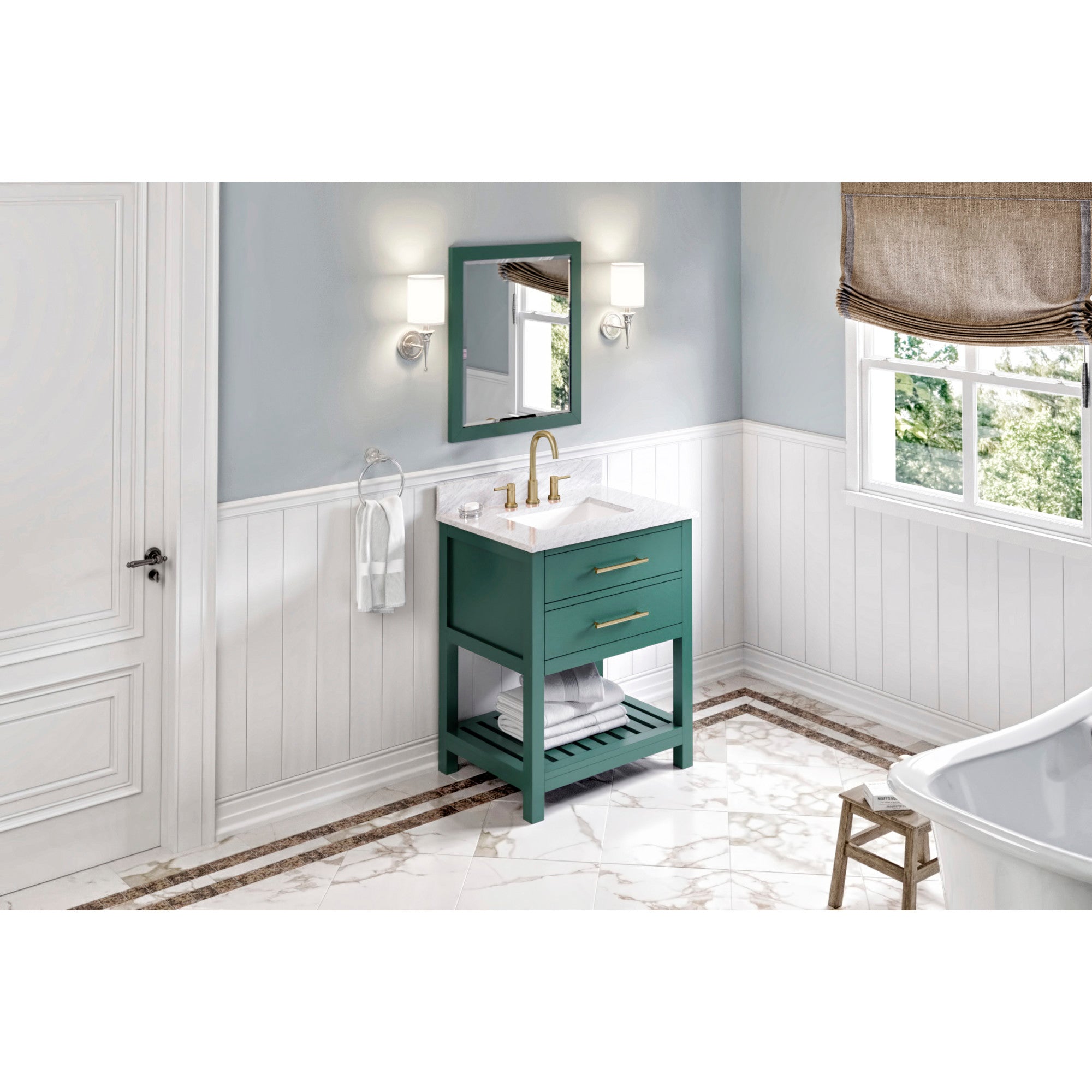 24 W x 1" D x 28" H Forest Green Adler mirror | KitchBath