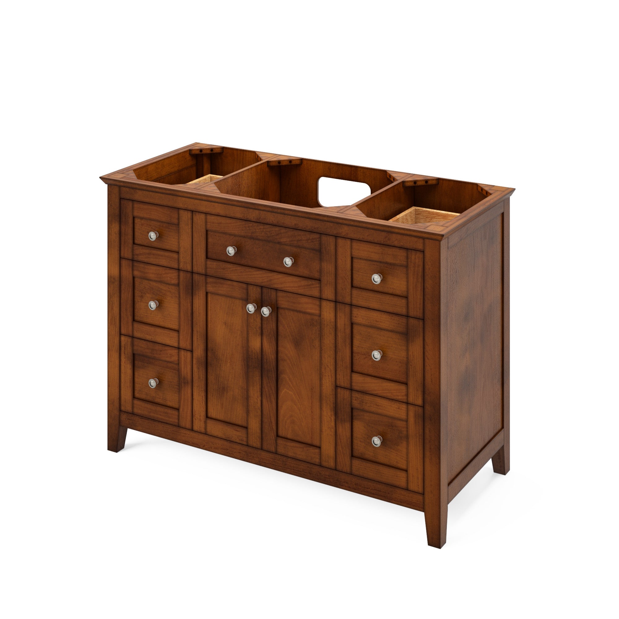 48" Chocolate Chatham Vanity, Steel Grey Cultured Marble Vanity Top, undermount rectangle bowl | KitchBath