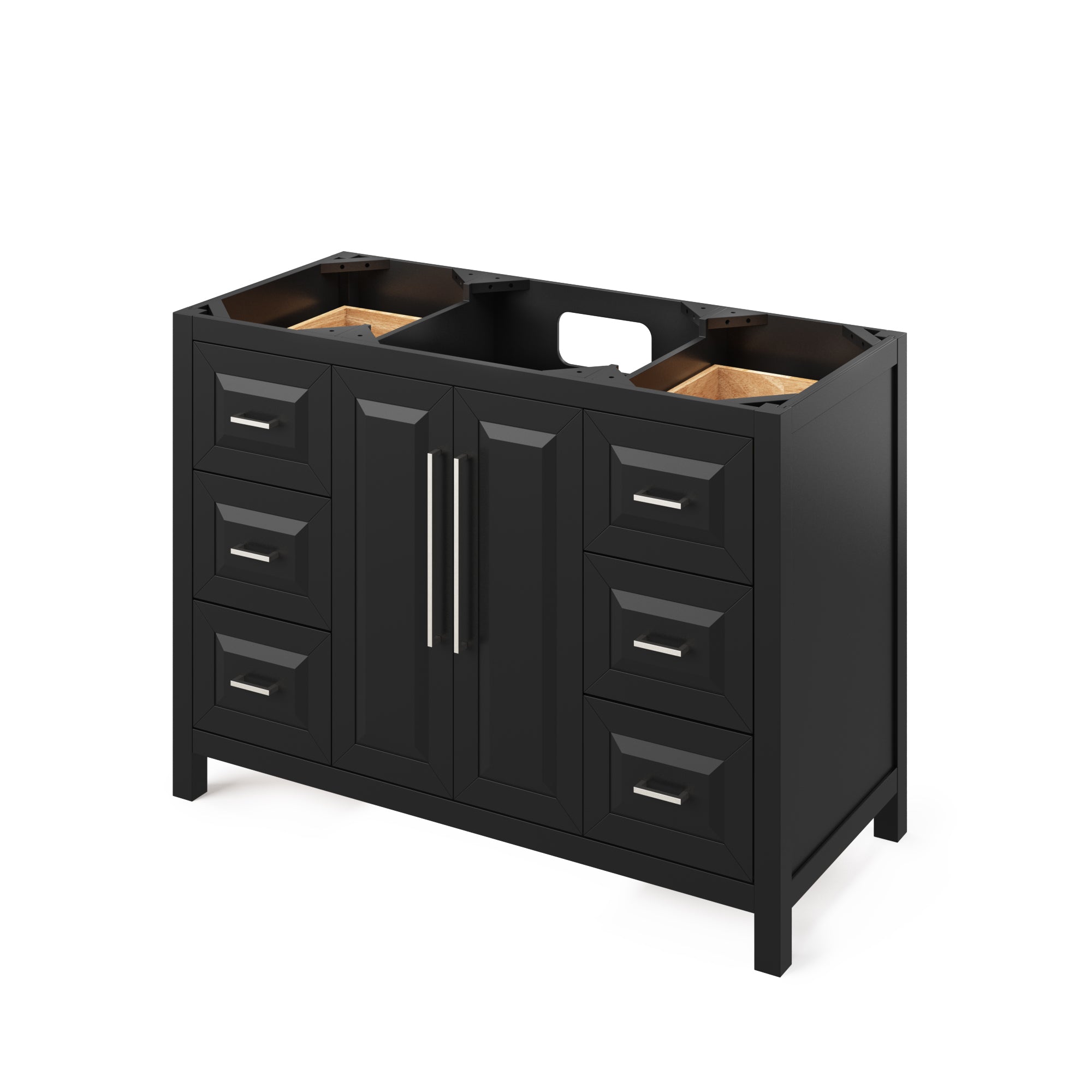 48" Black Cade Vanity, Calacatta Vienna Quartz Vanity Top, undermount rectangle bowl | KitchBath