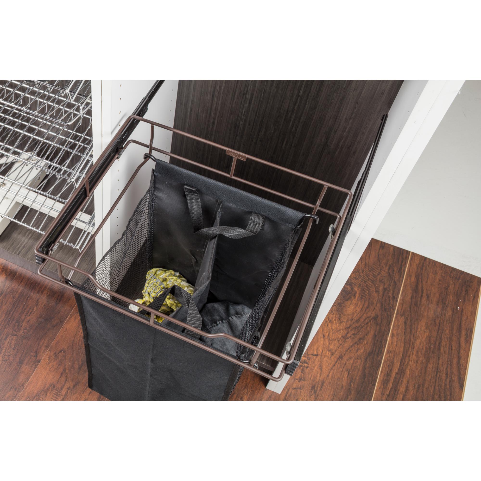 Dark Bronze 18" Deep Pullout Canvas Hamper with Removable Laundry Bag | KitchBath