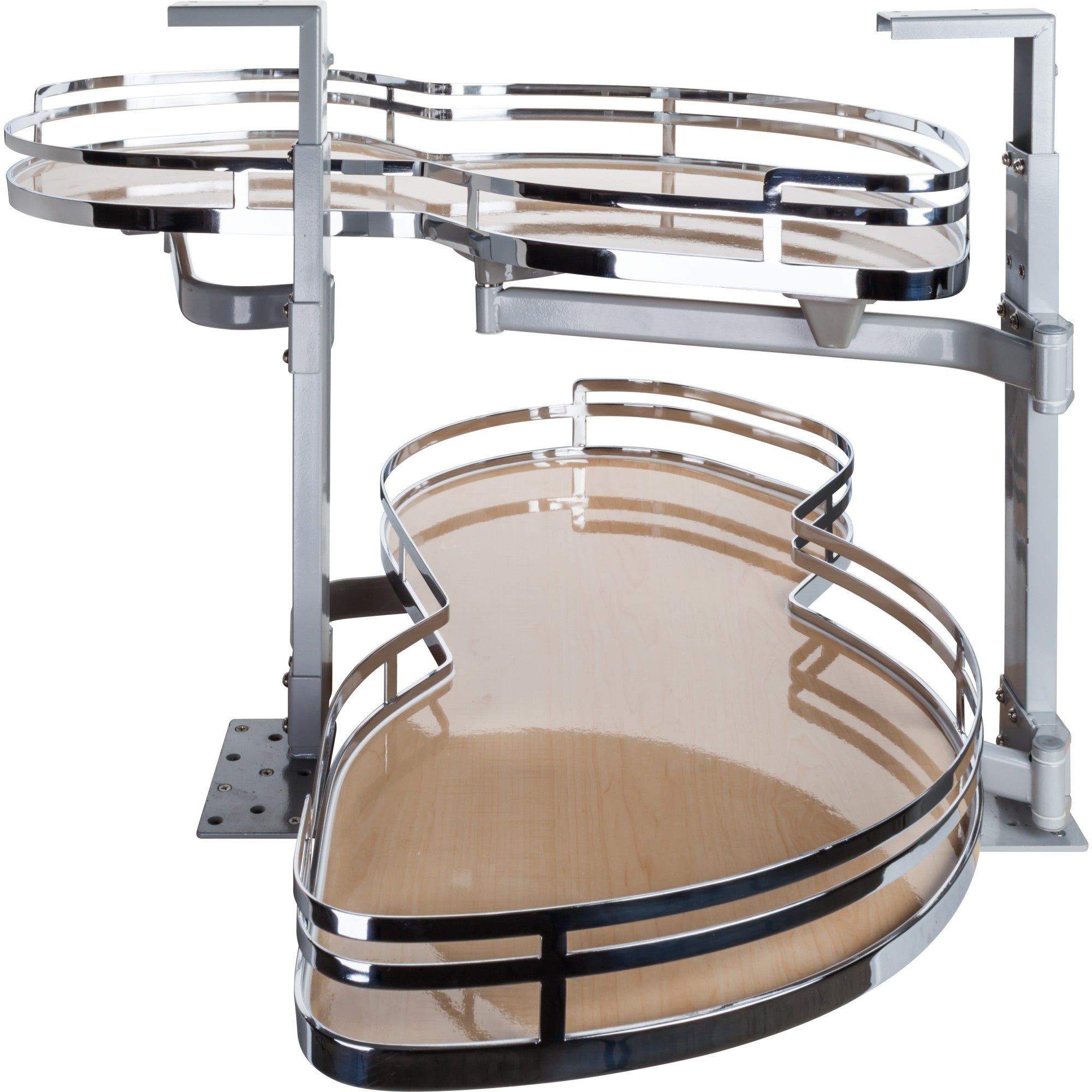 18" Polished Chrome and Maple Blind Corner Swingout for Openings on the Right of the Blind | KitchBath