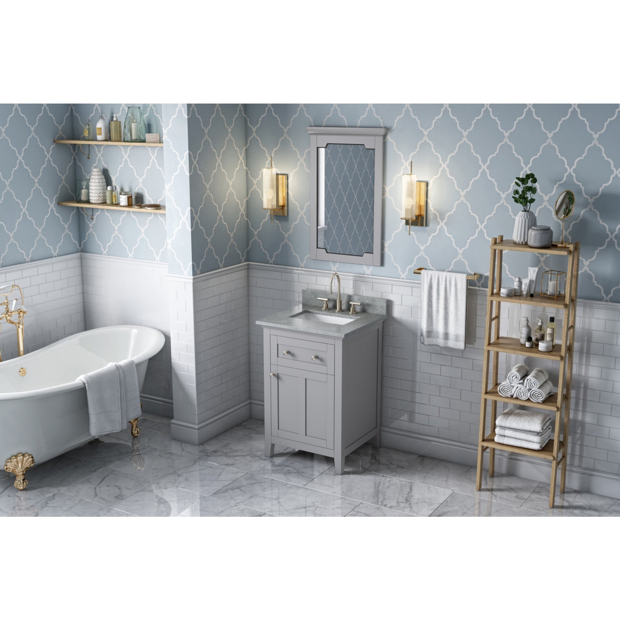 24" Grey Chatham Vanity, Steel Grey Cultured Marble Vanity Top, undermount rectangle bowl | KitchBath
