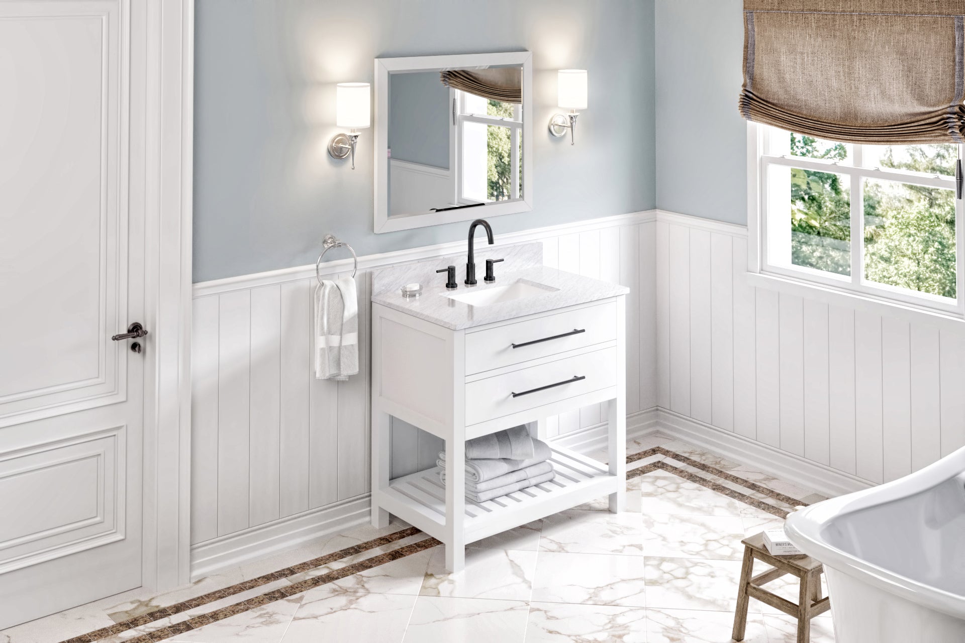 36" White Wavecrest Vanity | KitchBath