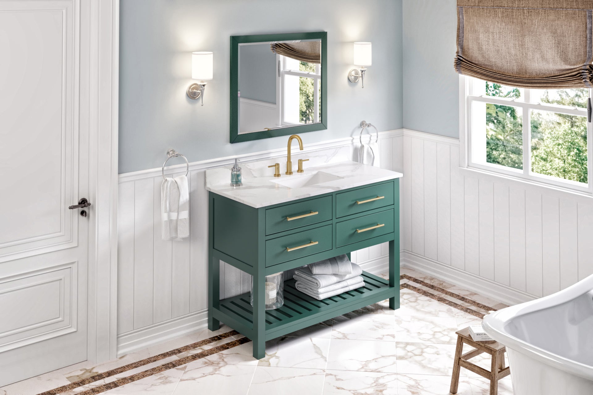 48" Forest Green Wavecrest Vanity | KitchBath