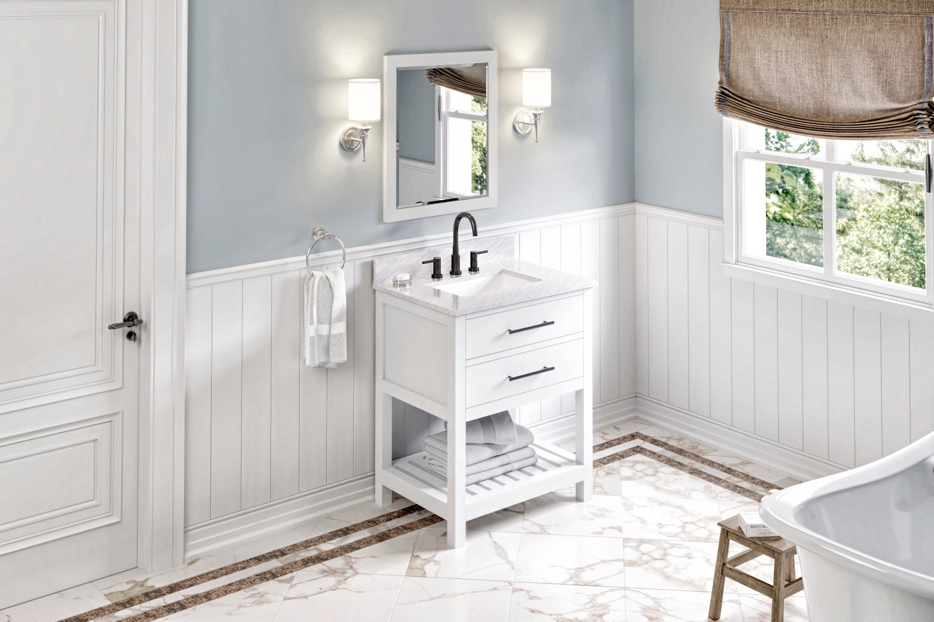 24 W x 1" D x 28" H White Cade mirror | KitchBath