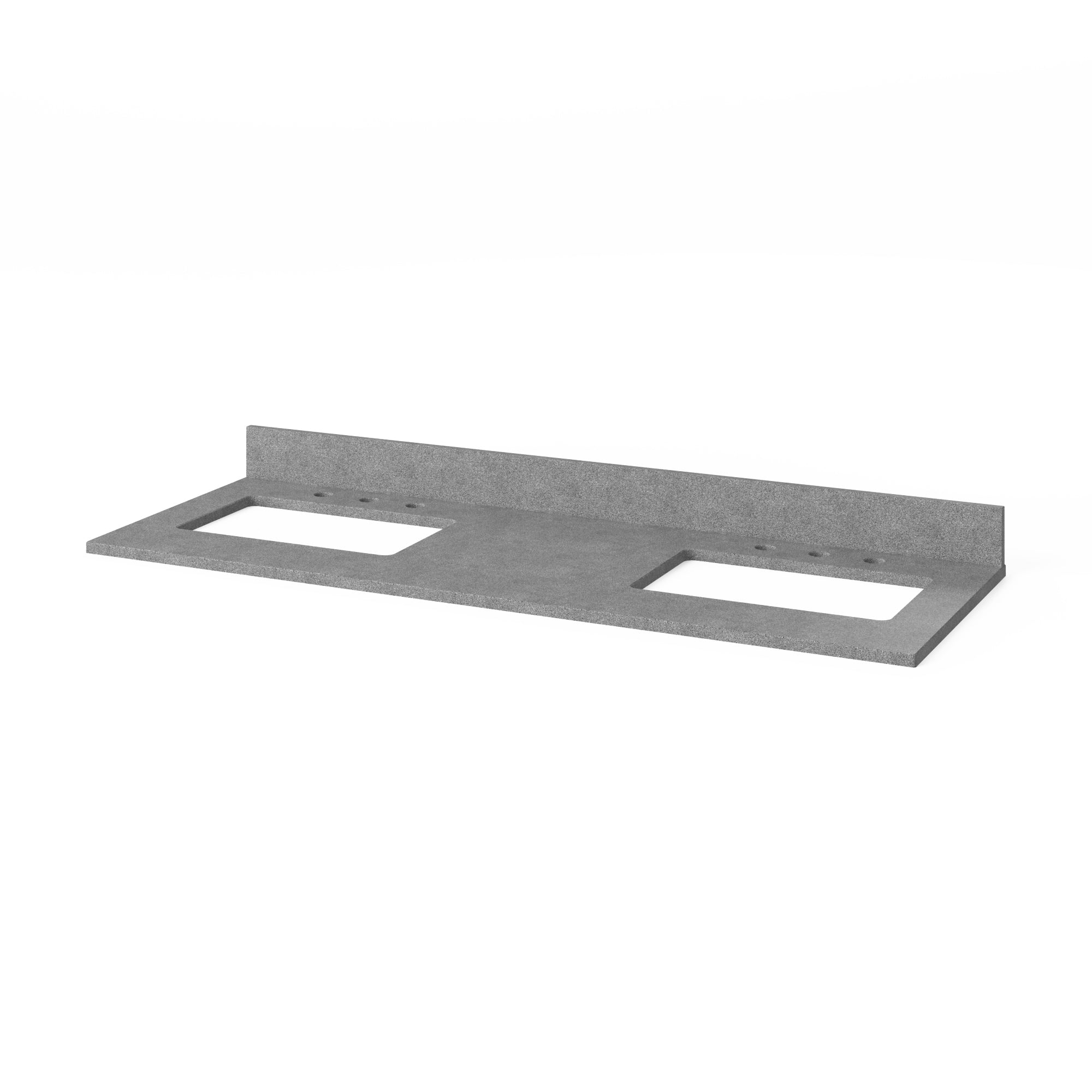 60" White Wavecrest Vanity, double bowl, Steel Grey Cultured Marble Vanity Top, two undermount rectangle bowls | KitchBath
