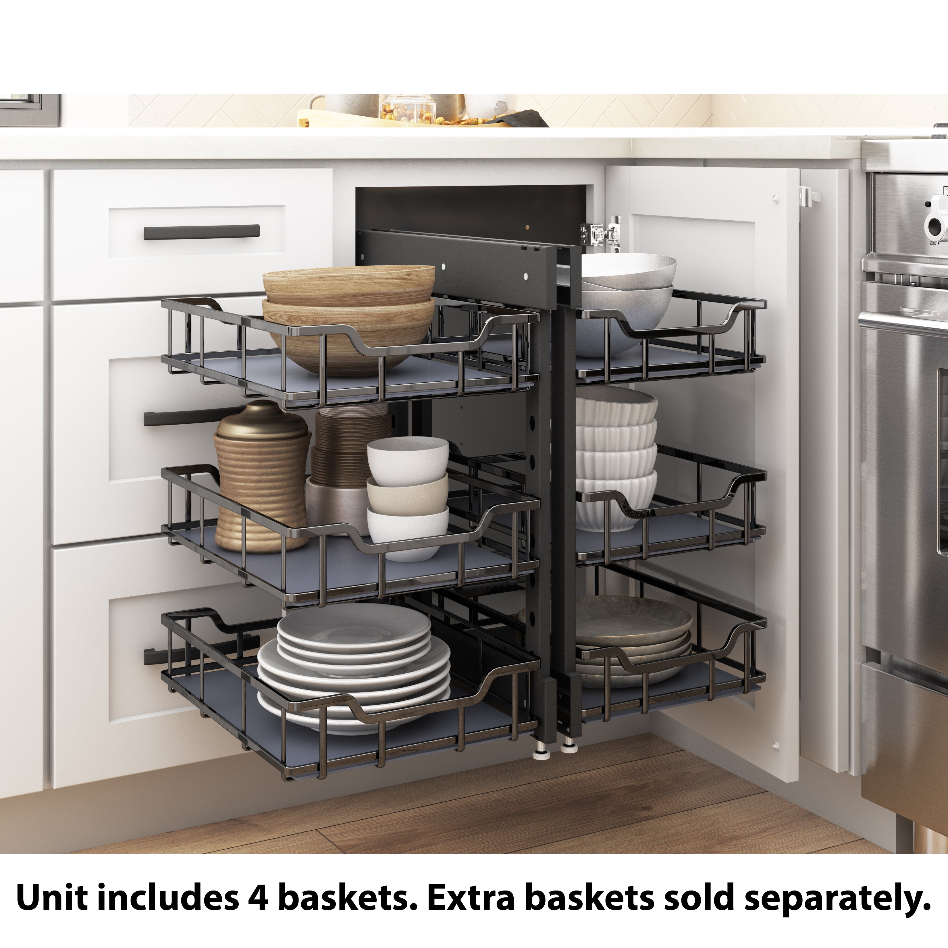 18" Black Nickel STORAGE WITH STYLE® Full-Height Blind Corner Organizer | KitchBath