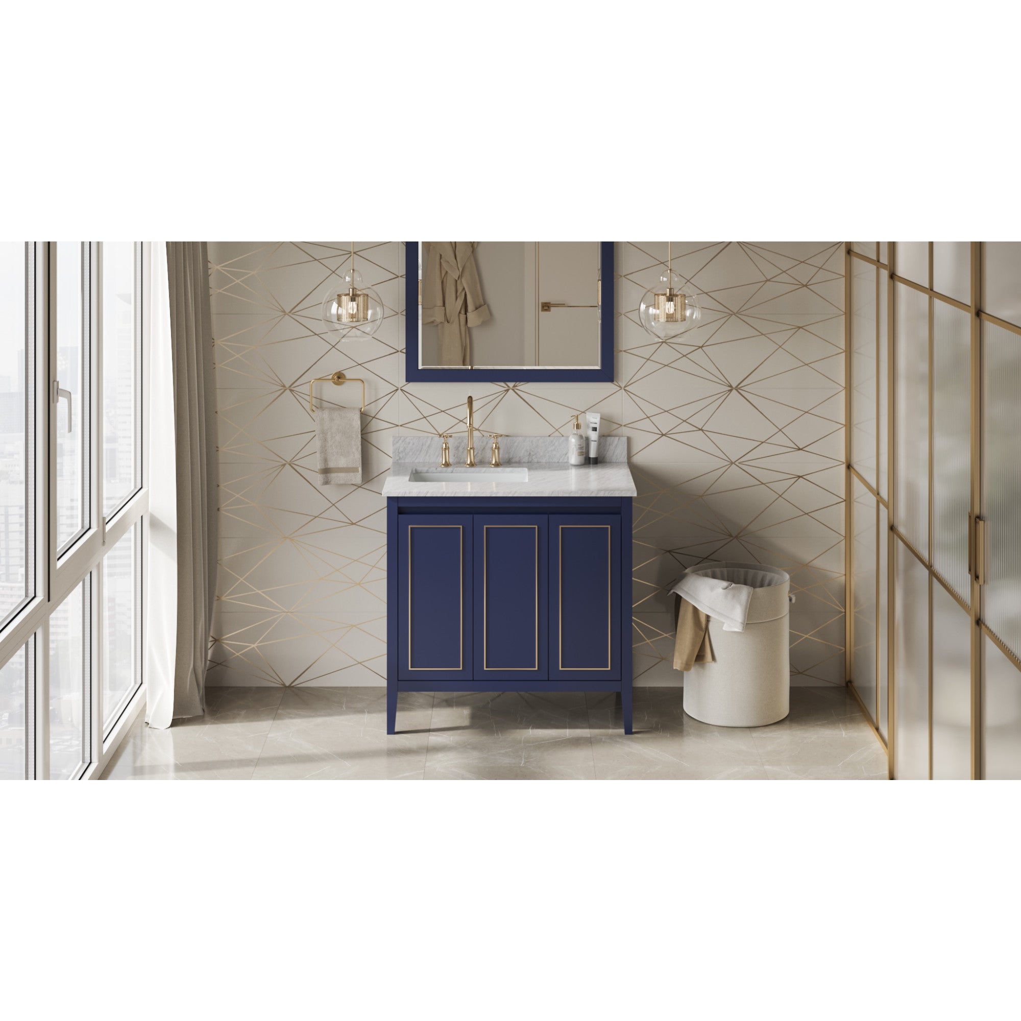 36" Hale Blue Percival Vanity, left offset | KitchBath