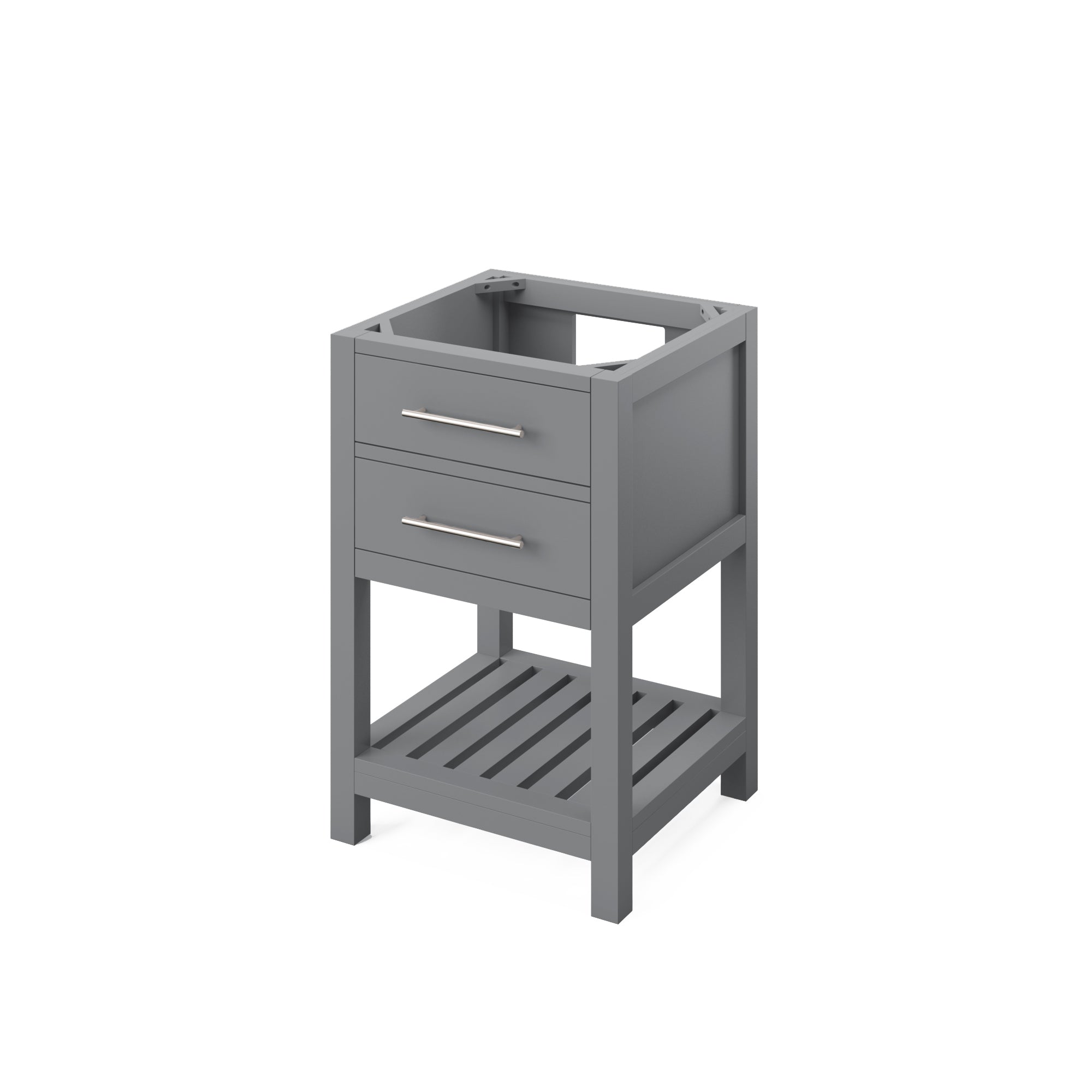 24" Grey Wavecrest Vanity, Boulder Cultured Marble Vanity Top, undermount rectangle bowl | KitchBath