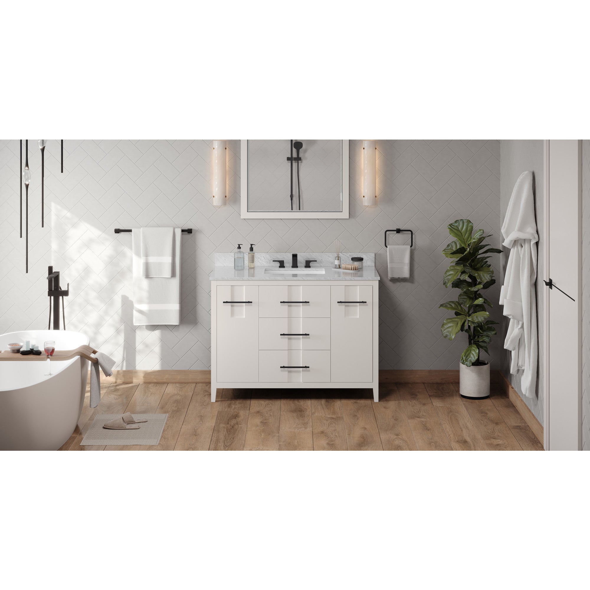 48" White Katara Vanity | KitchBath